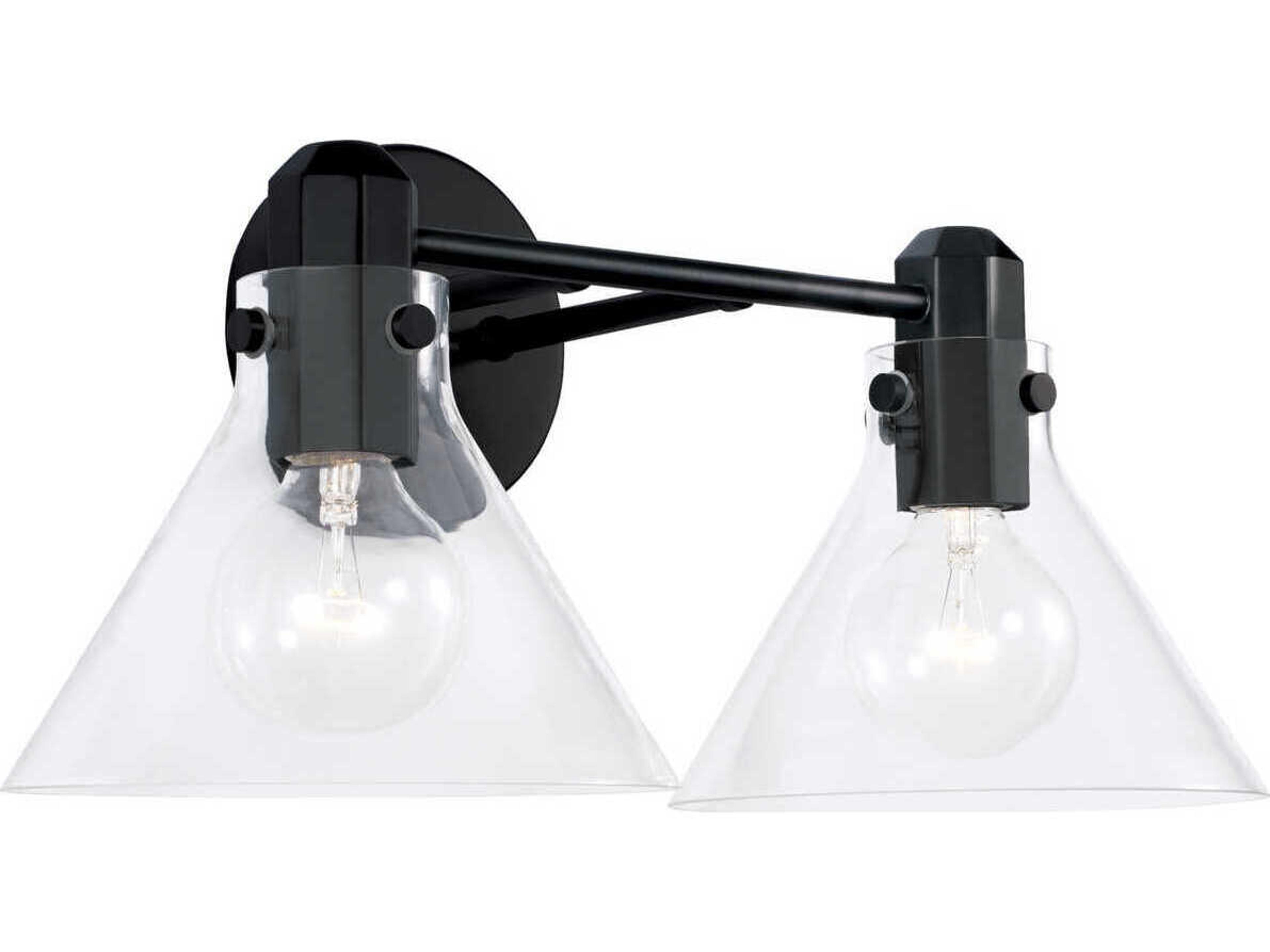Capital Lighting Greer 2-Light Matte Black Glass Vanity Light