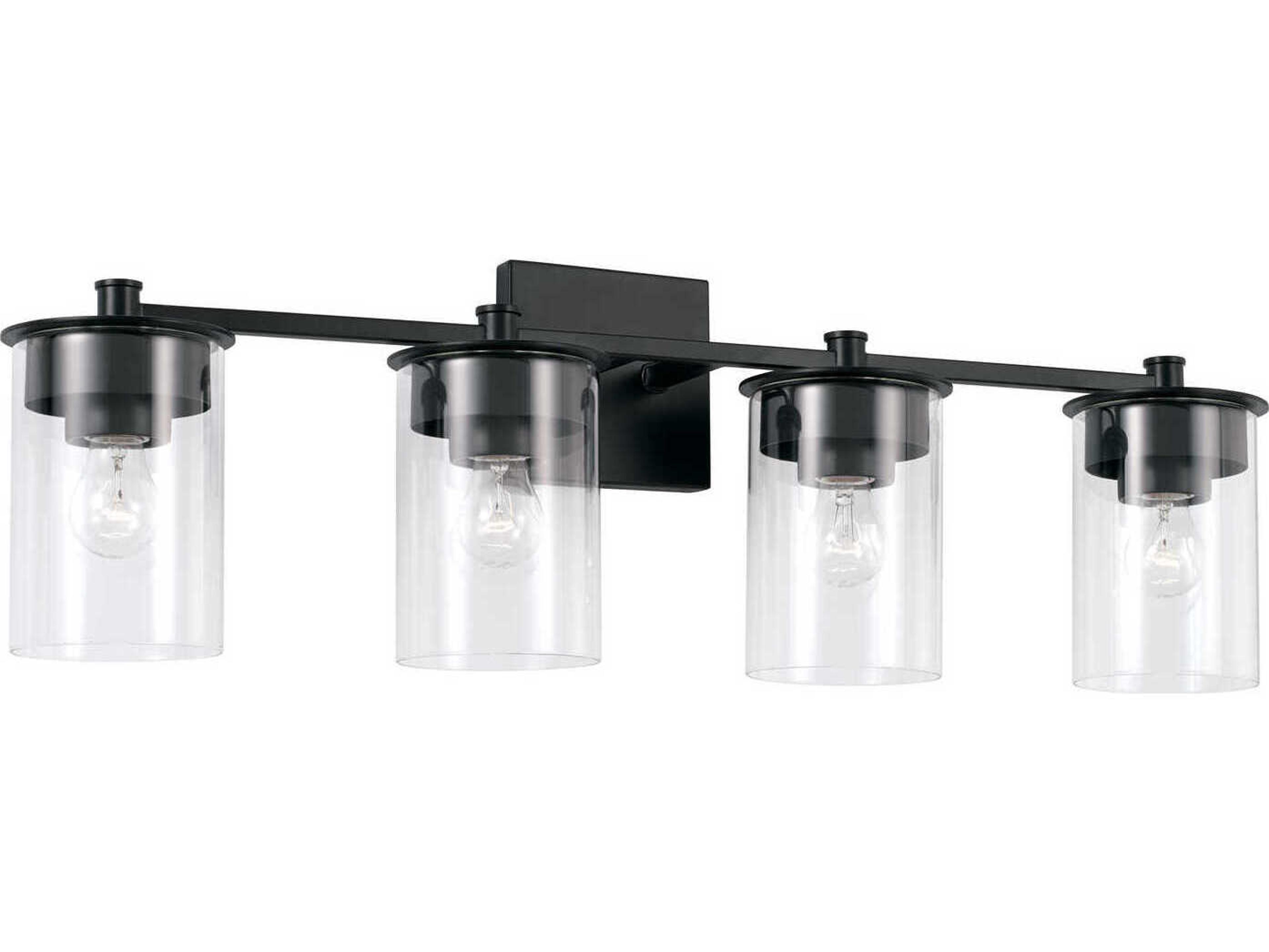 Capital Lighting Mason 4-Light Matte Black Glass Vanity Light