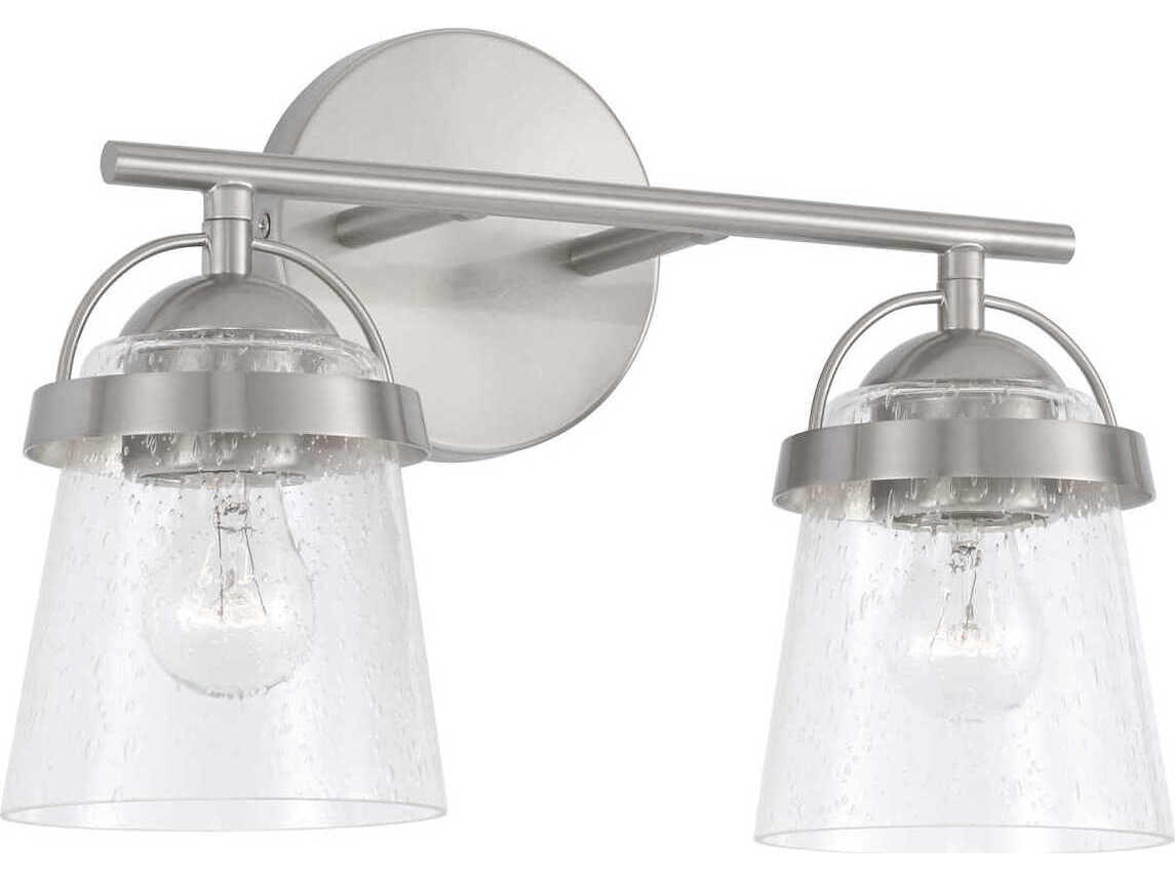 Capital Lighting Madison 2-Light Brushed Nickel Glass Vanity Light