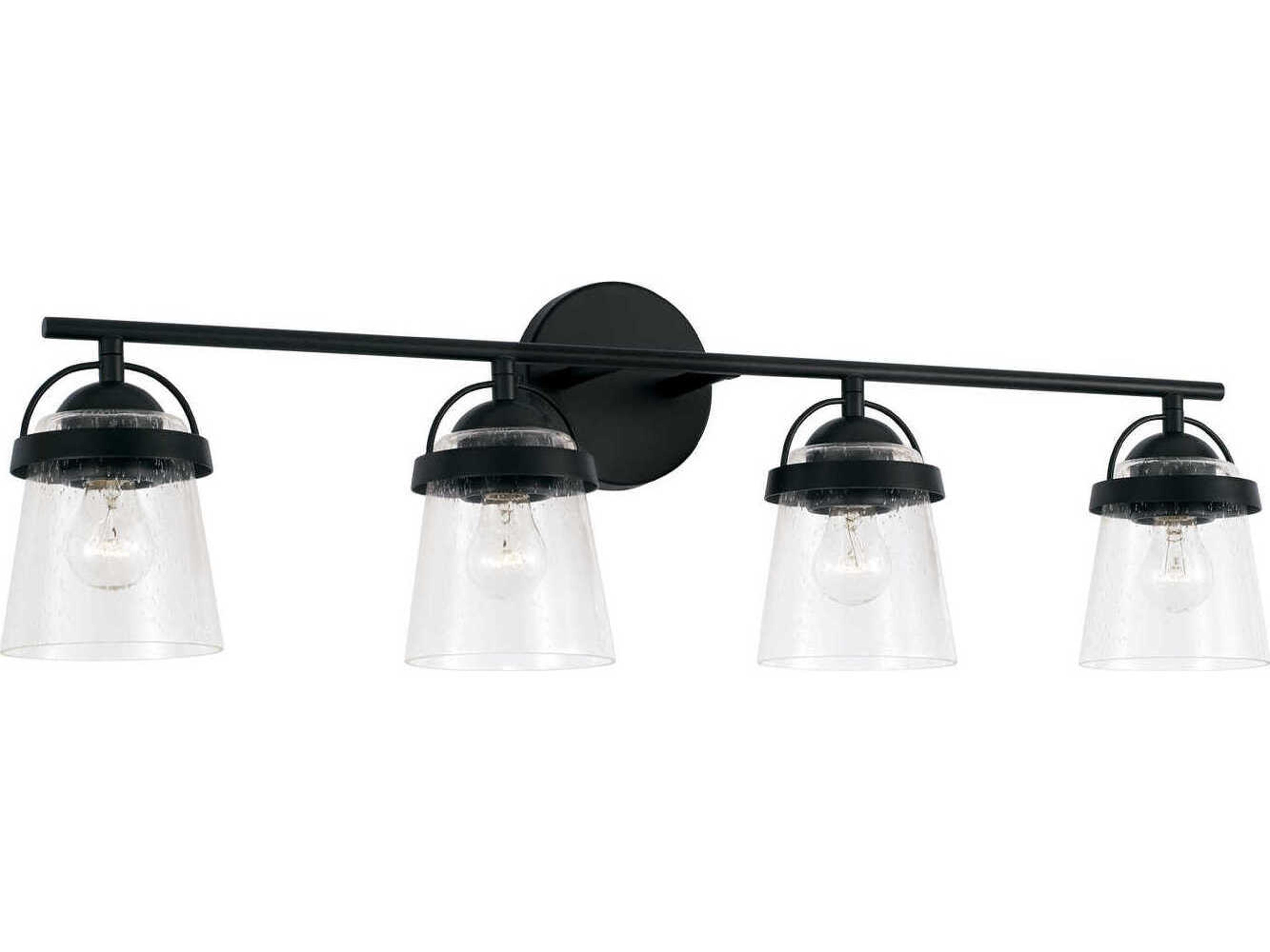 Capital Lighting Madison 4-Light Matte Black Glass Vanity Light
