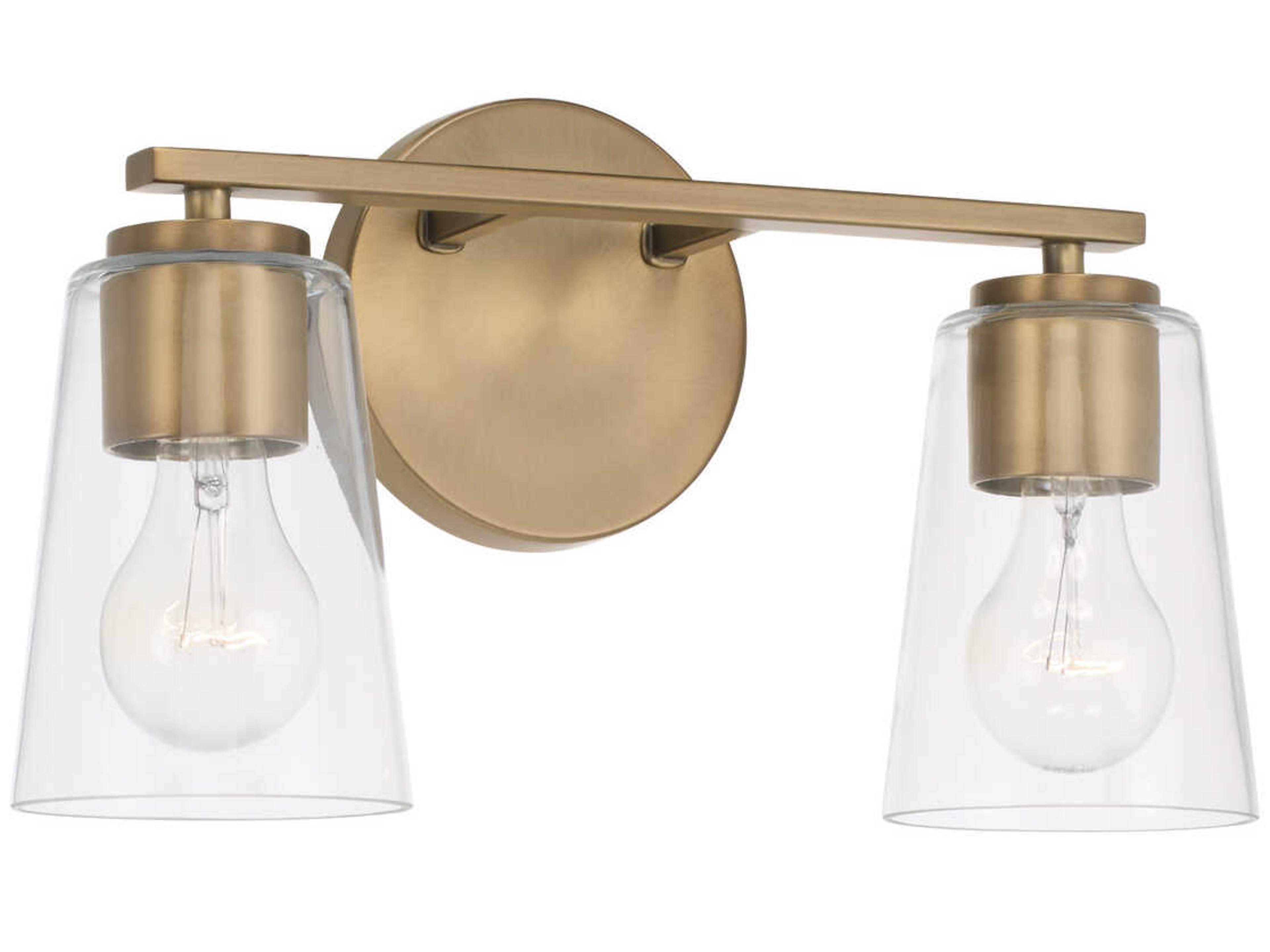 Capital Lighting Portman 2-Light Aged Brass Glass Vanity Light