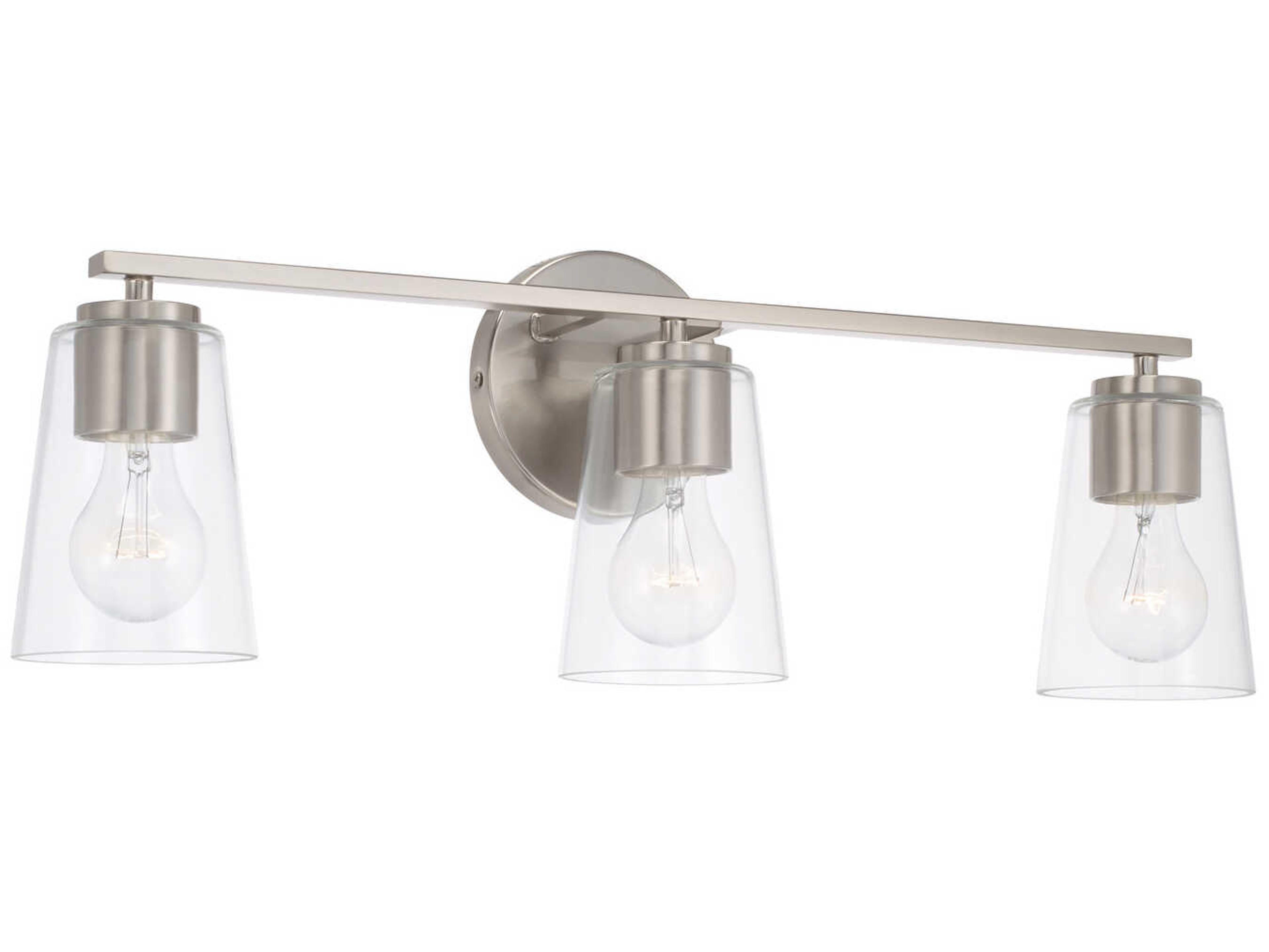 Capital Lighting Portman 3-Light Brushed Nickel Glass Vanity Light