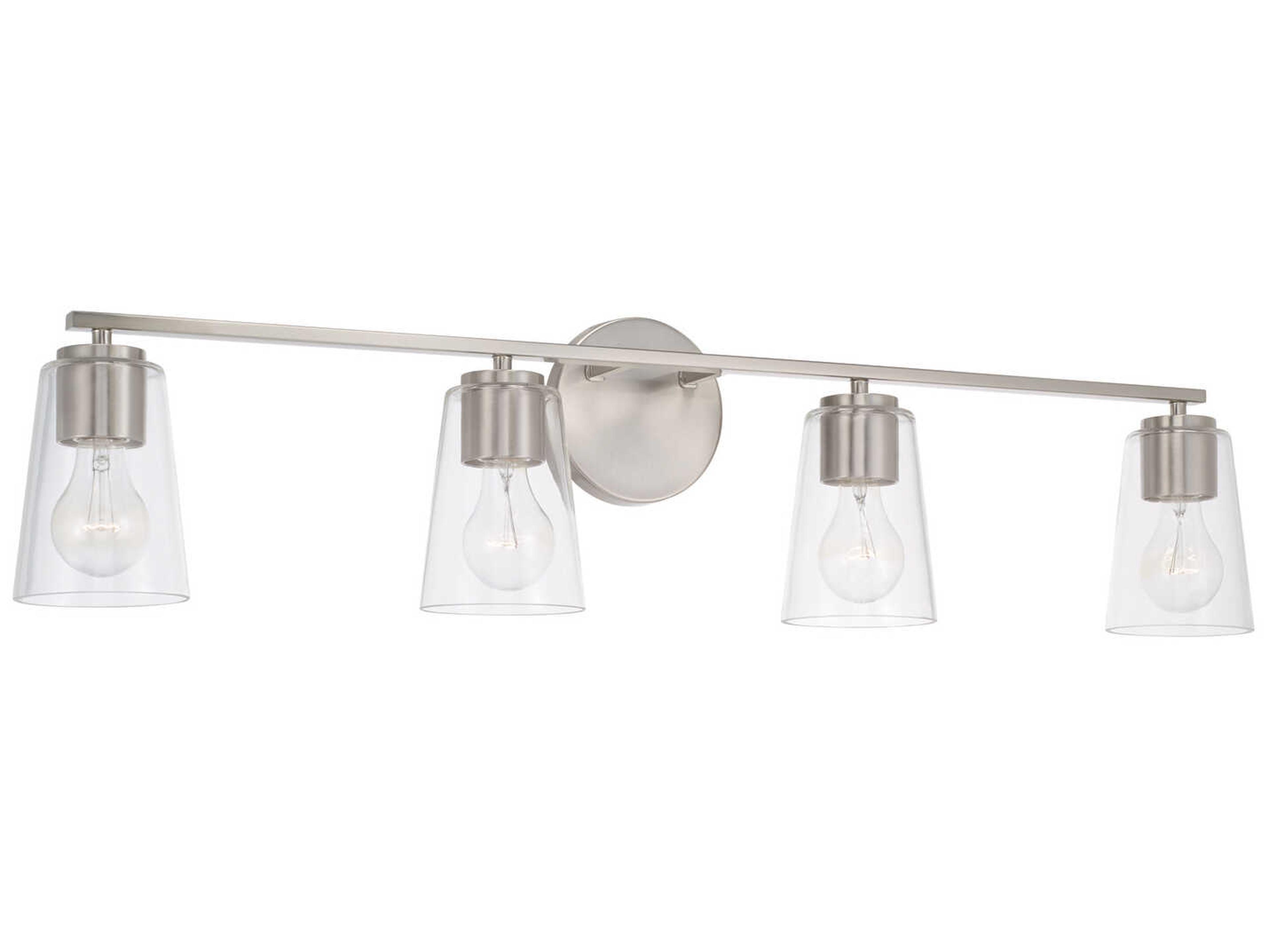 Capital Lighting Portman 4-Light Brushed Nickel Glass Vanity Light