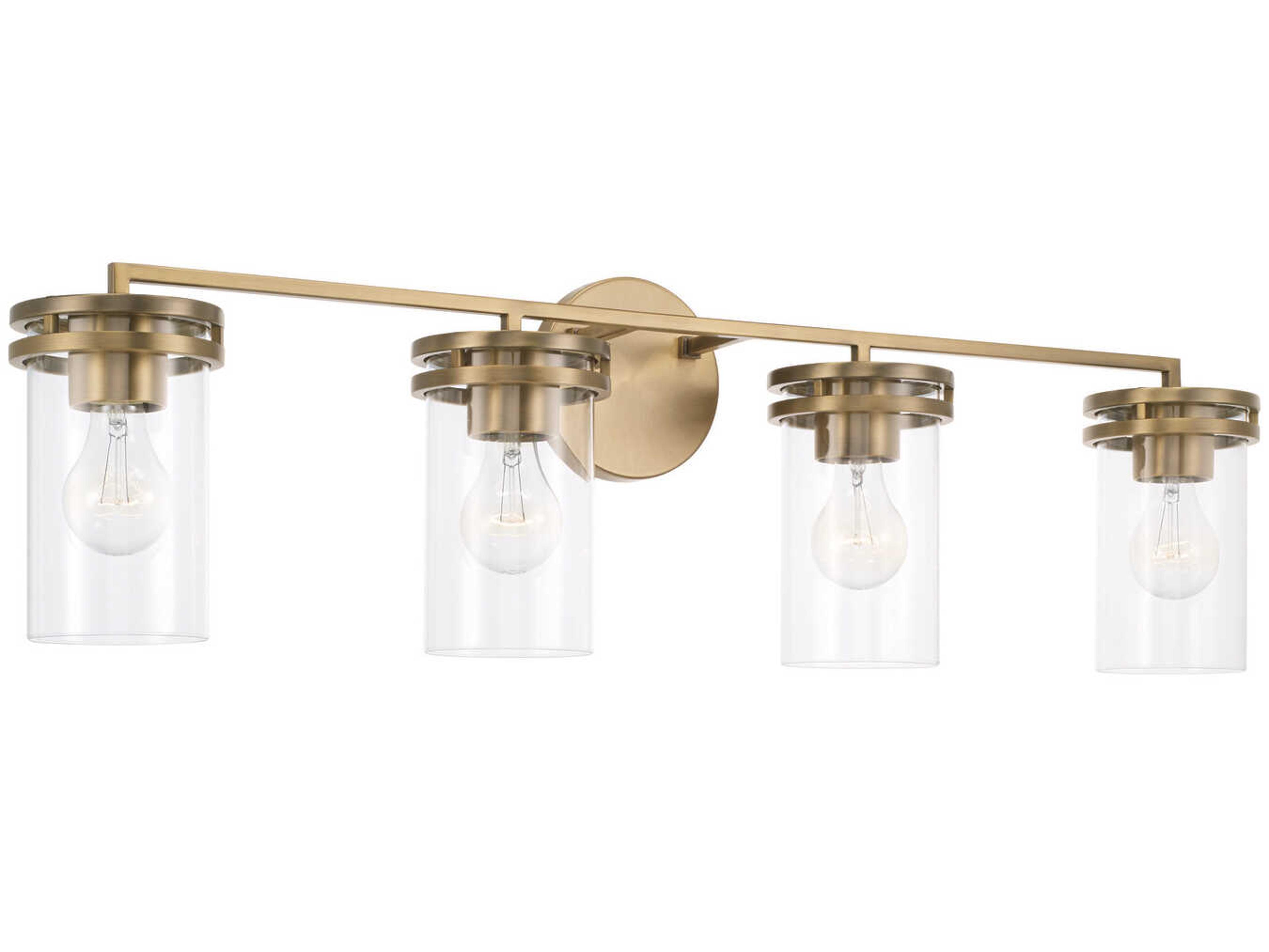 Capital Lighting Fuller 4-Light Aged Brass Glass Vanity Light