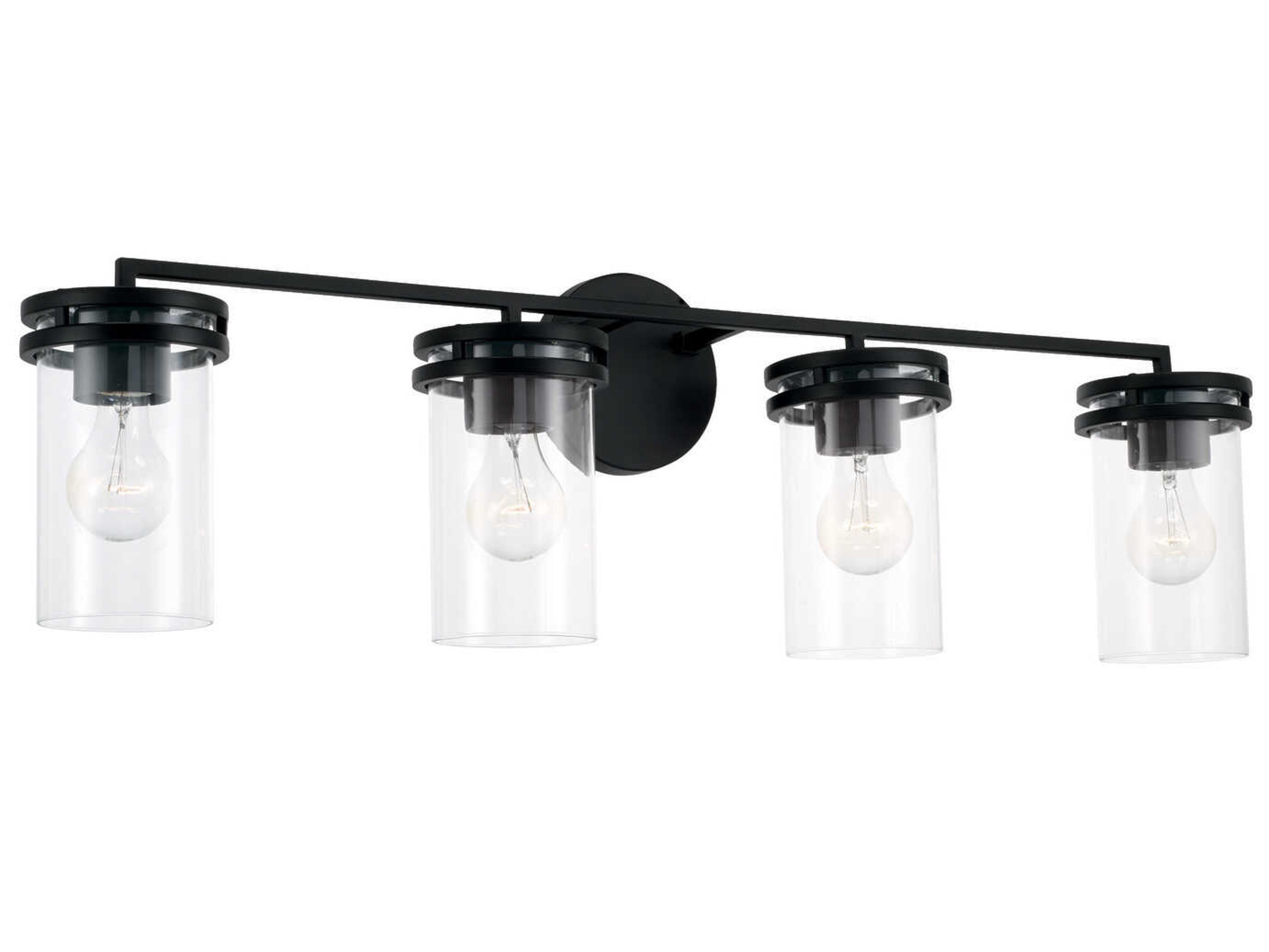 Capital Lighting Fuller 4-Light Matte Black Glass Vanity Light