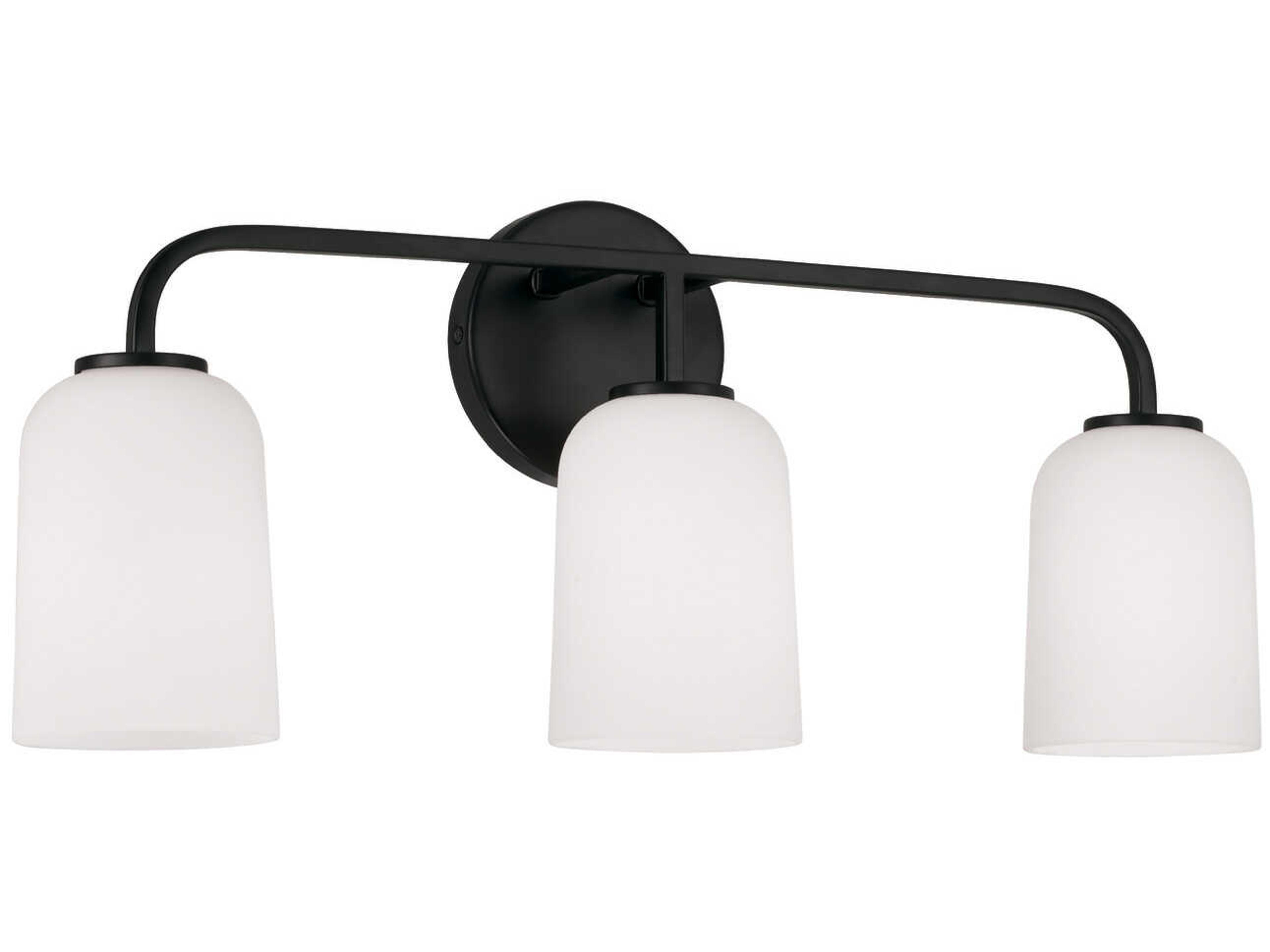 Capital Lighting Lawson 3-Light Matte Black Glass Vanity Light