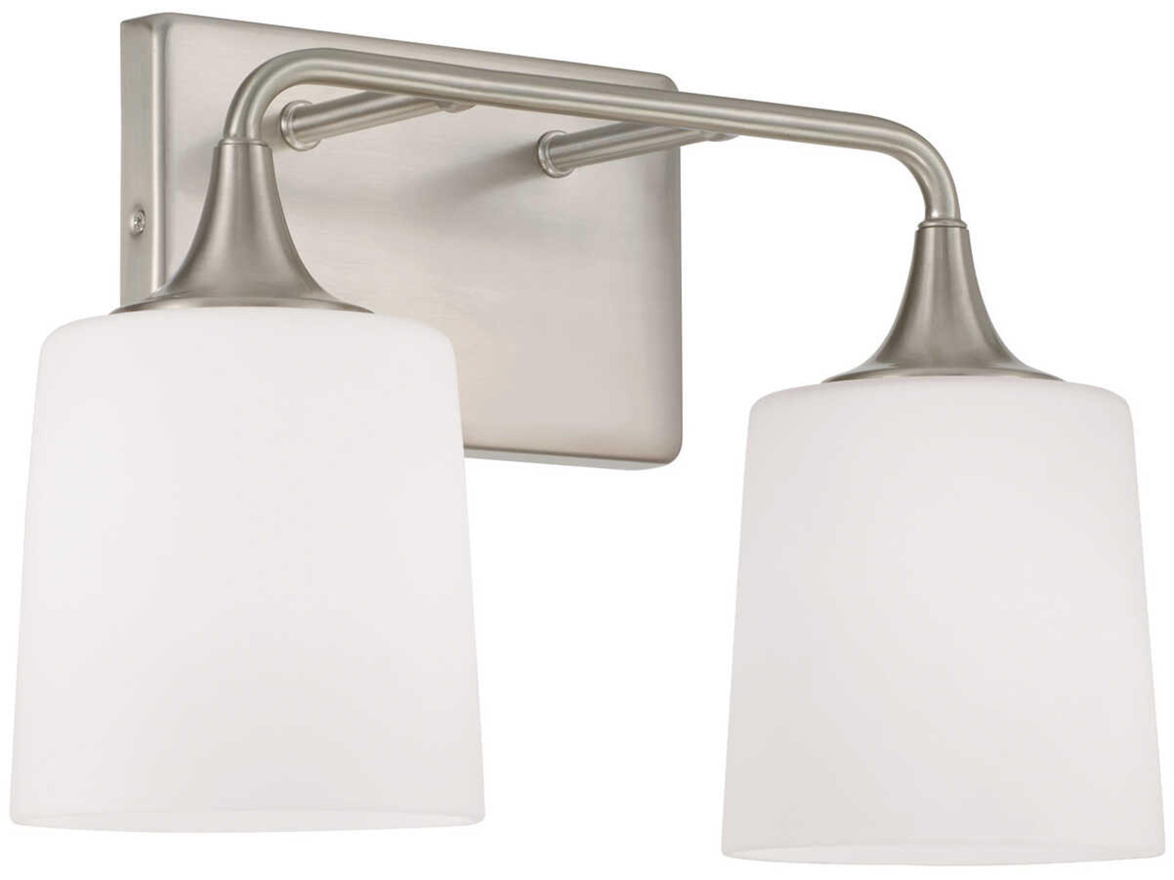 Capital Lighting Presley 2-Light Brushed Nickel Glass Vanity Light