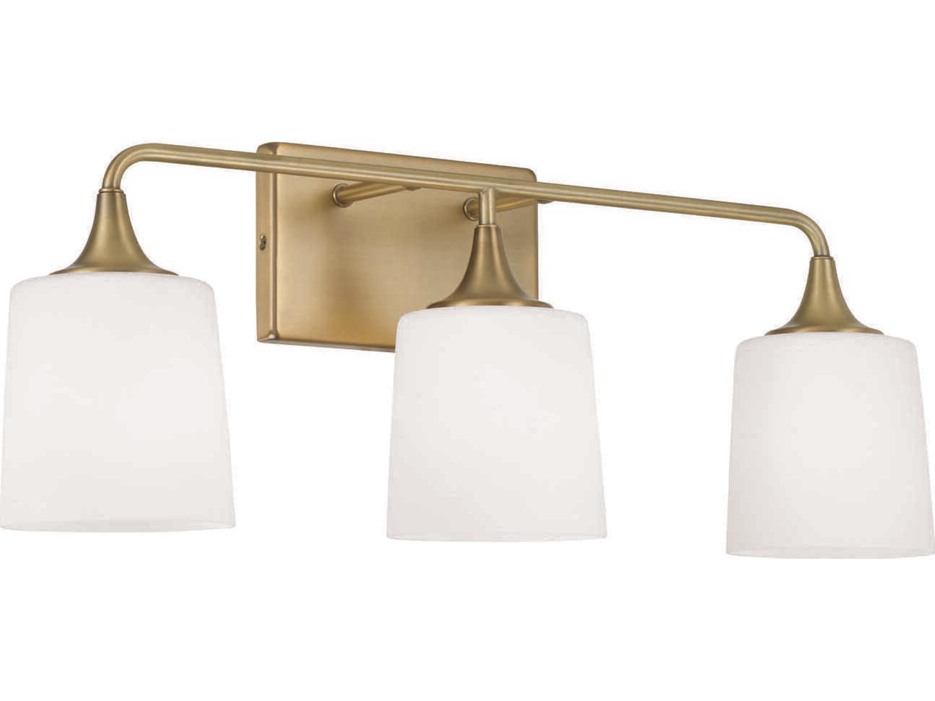 Capital Lighting Presley 3-Light Aged Brass Glass Vanity Light