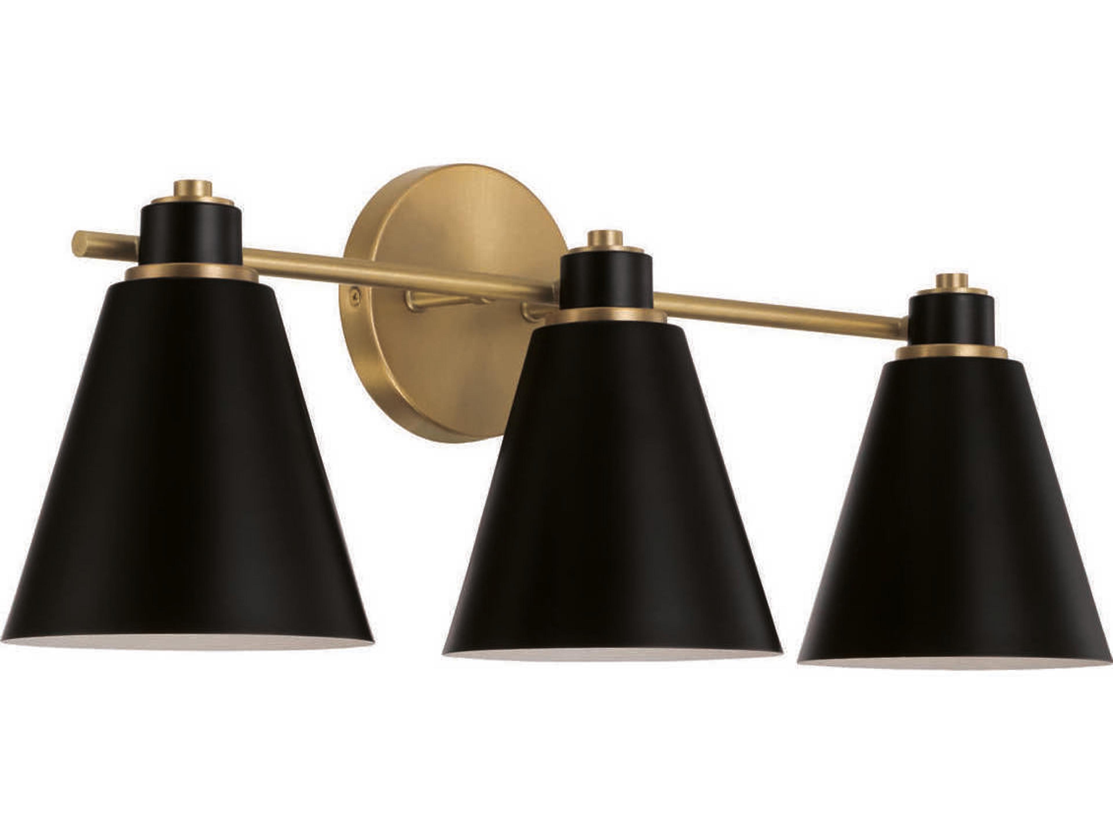 Capital Lighting Bradley 3-Light Aged Brass Black Vanity Light