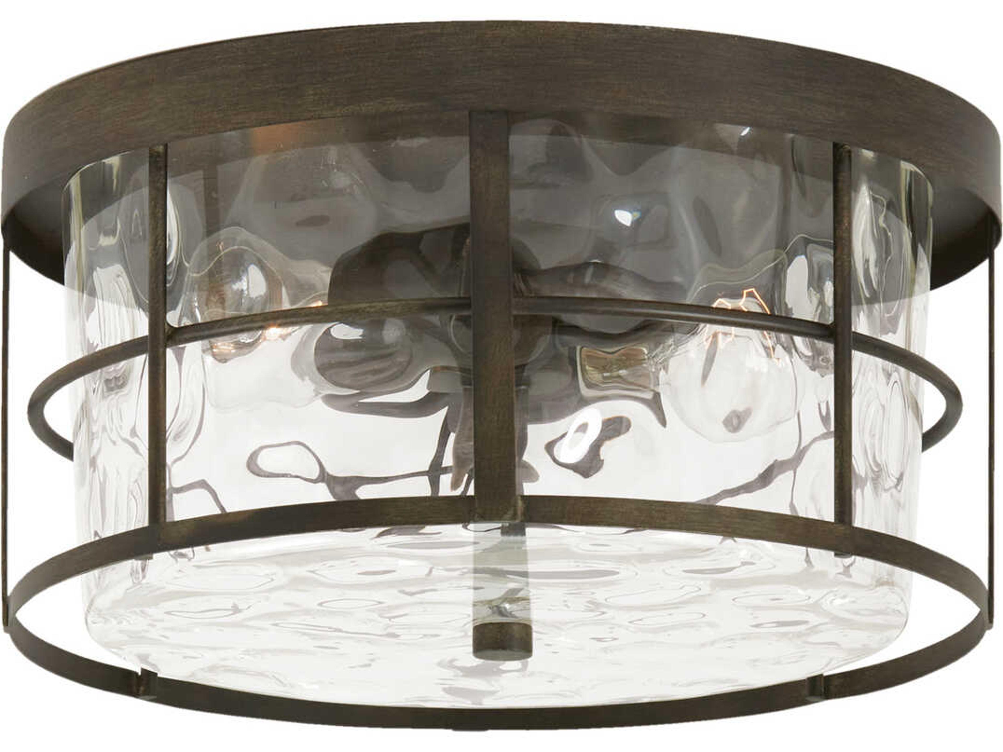 Capital Lighting Bristol 2-Light Farm House Brown Glass Drum Flush Mount