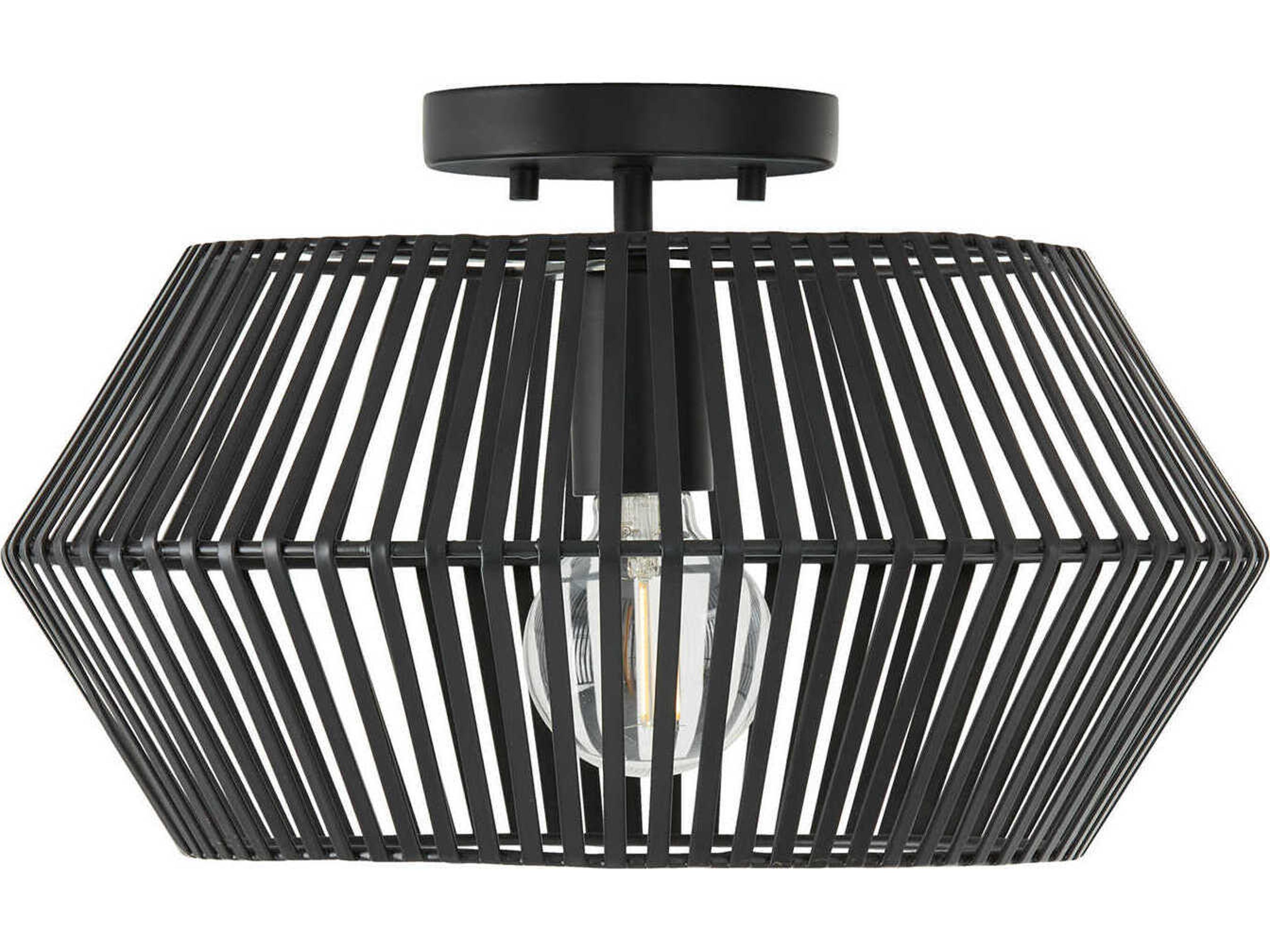 Capital Lighting Kaiya 1-Light Matte Black Drum Semi Flush Mount