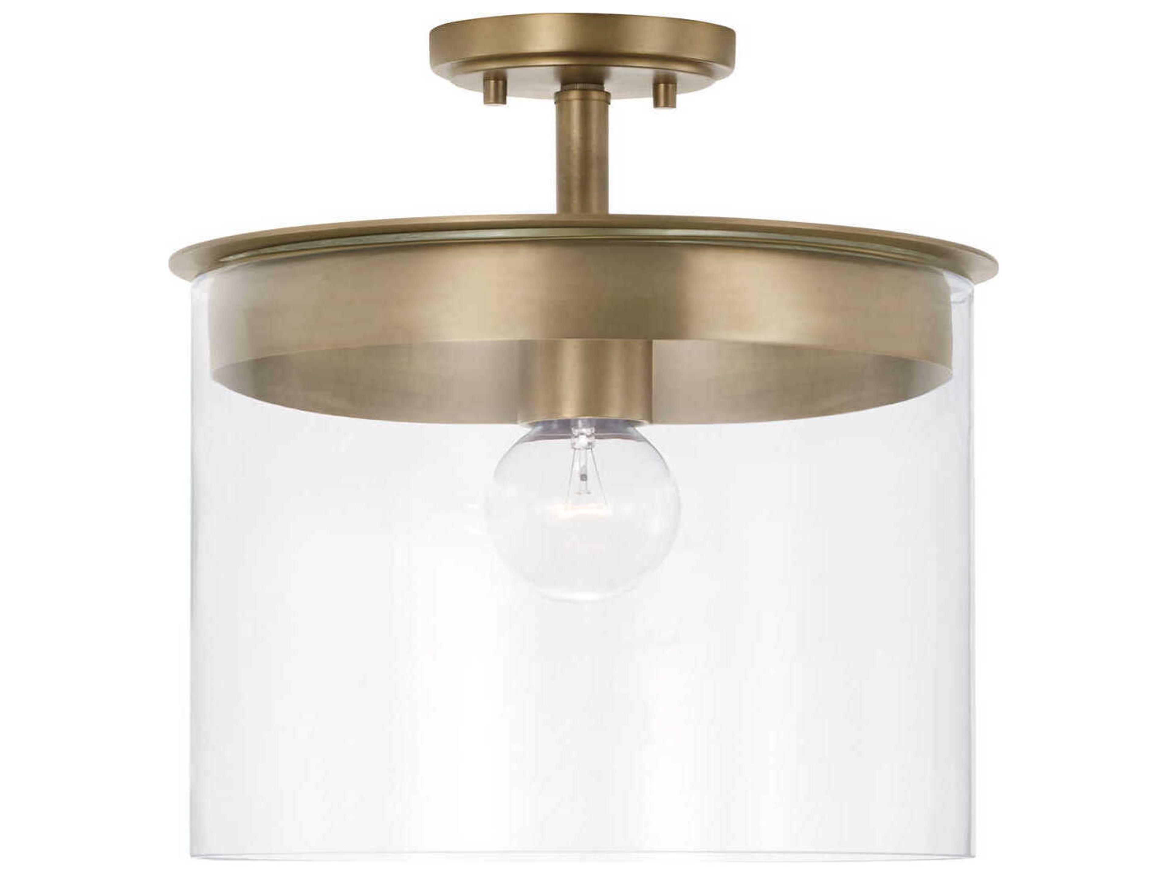 Capital Lighting Mason 1-Light Aged Brass Glass Pendant