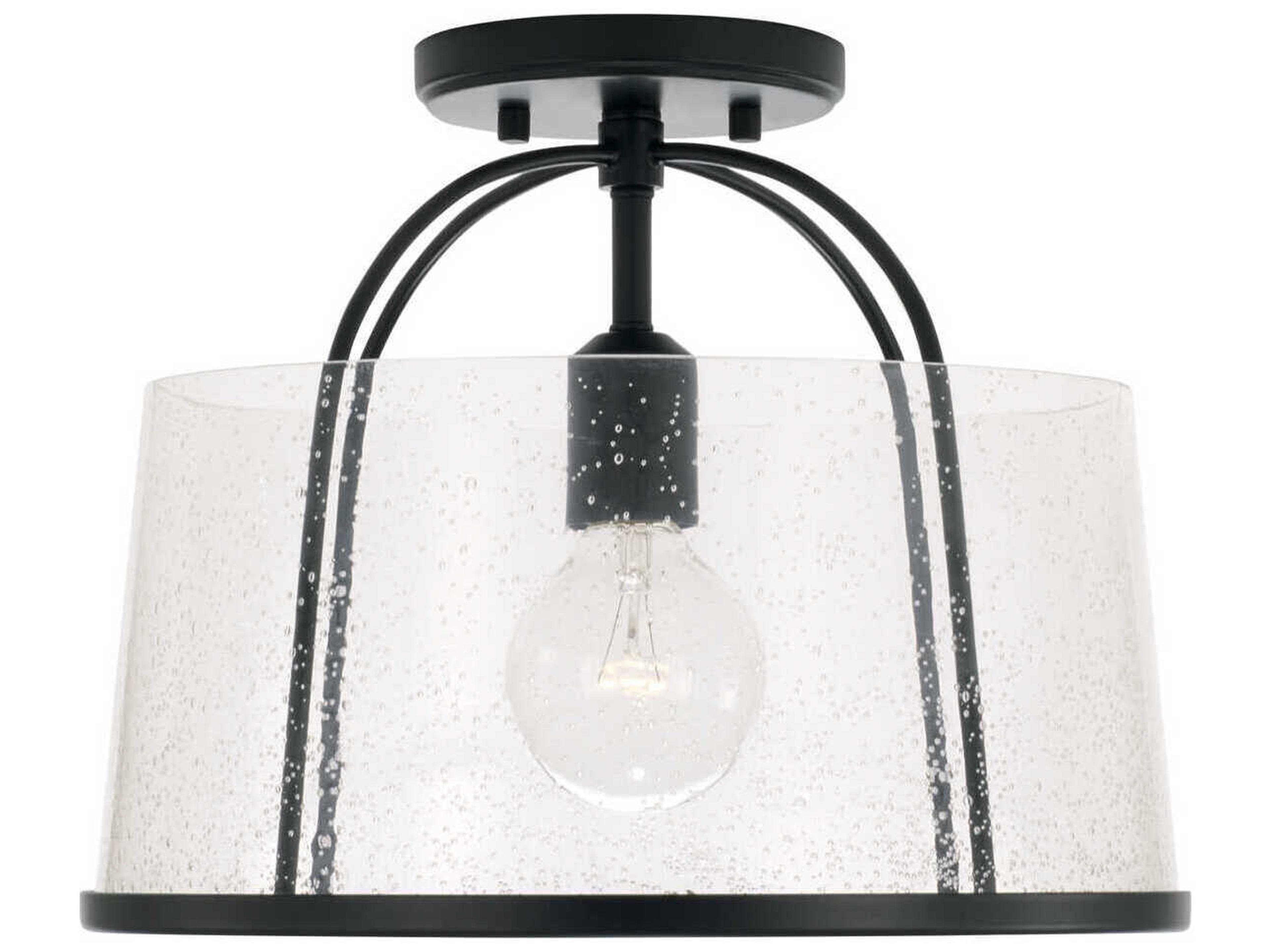 Capital Lighting Madison 1-Light Matte Black Glass Empire Pendant