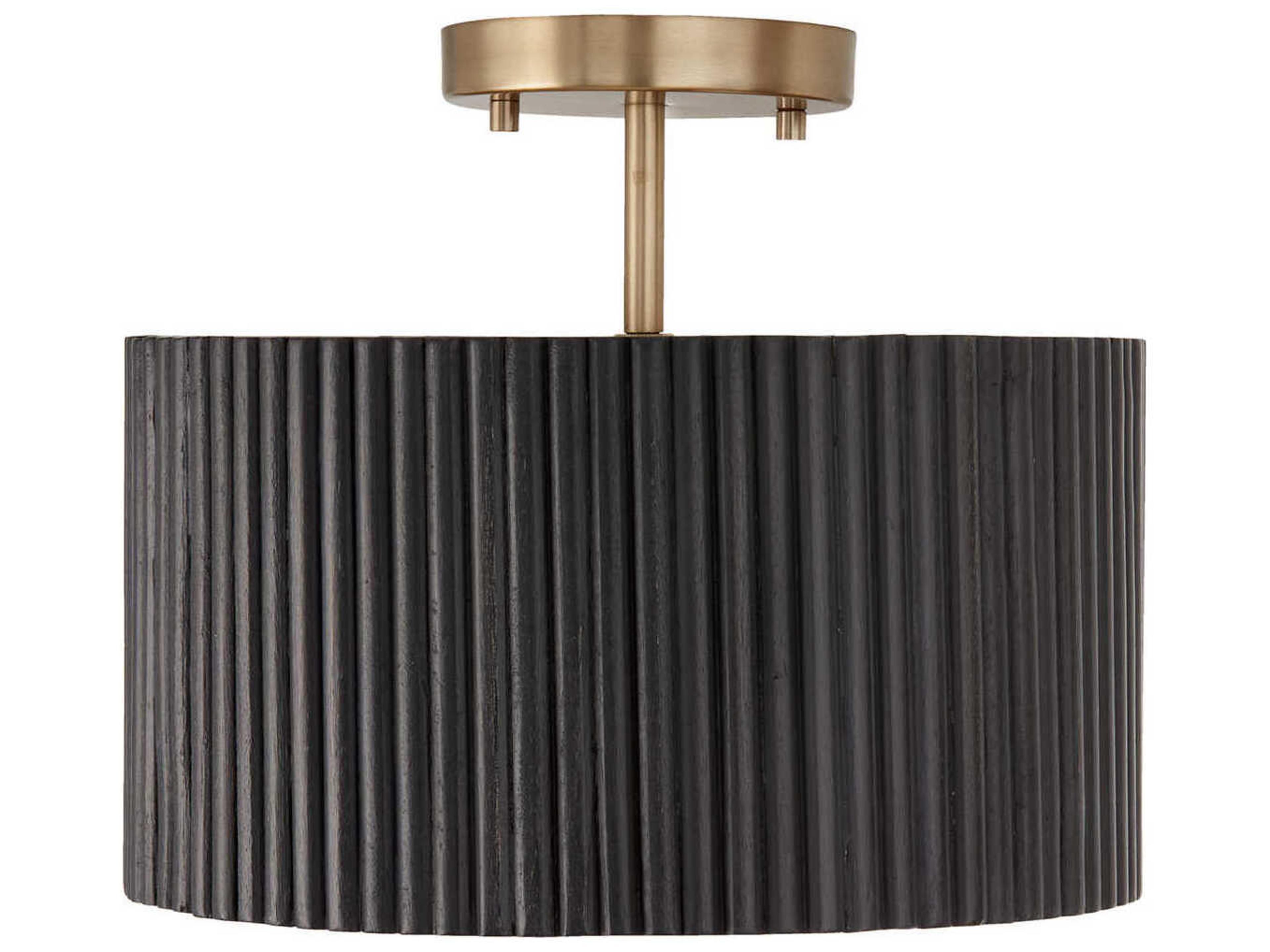 Capital Lighting Donovan 1-Light Black Stain And Matte Brass Drum Semi Flush Mount