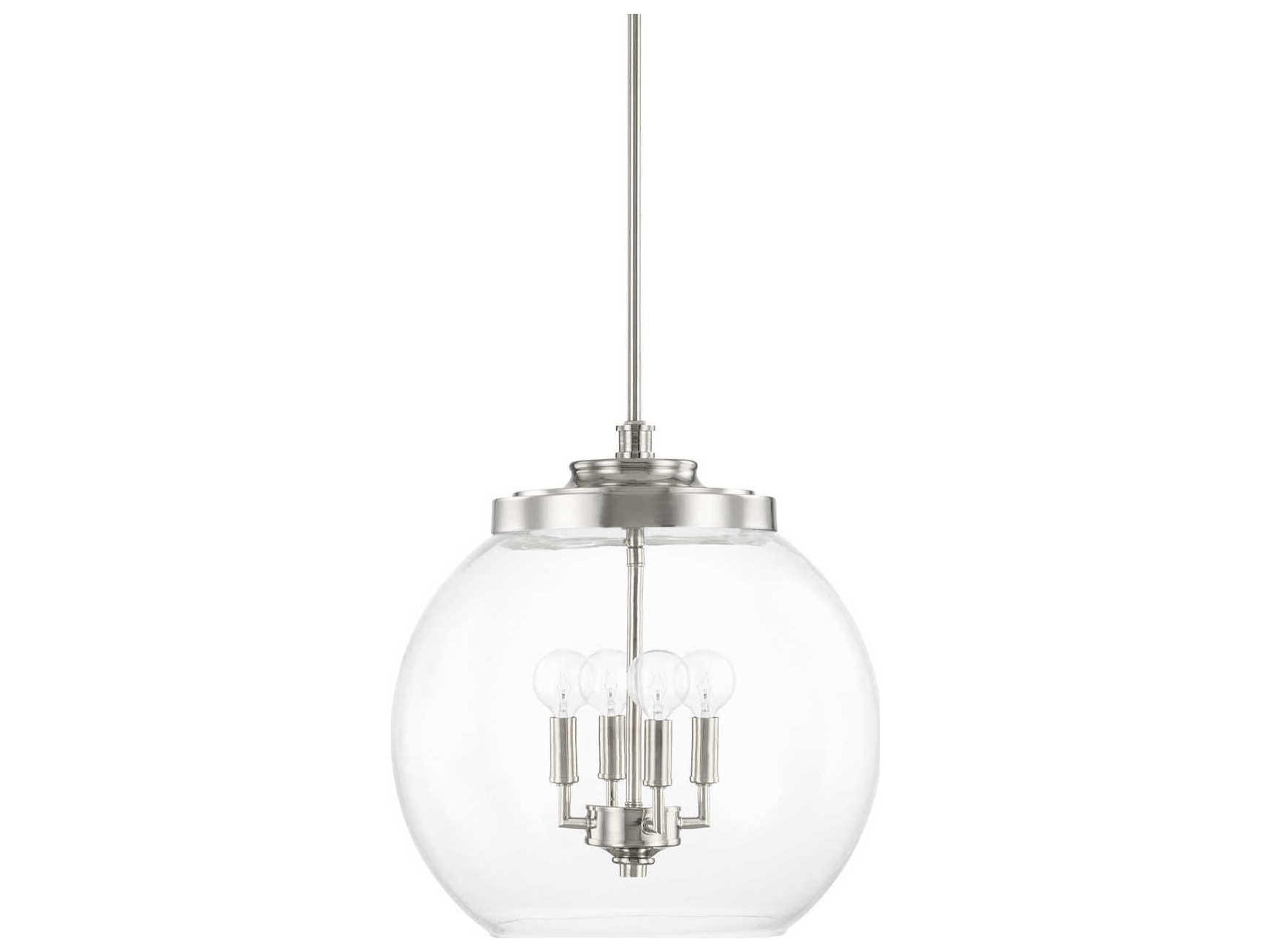 Capital Lighting Mid Century 4-Light Polished Nickel Glass Candelabra Globe Round Chandelier
