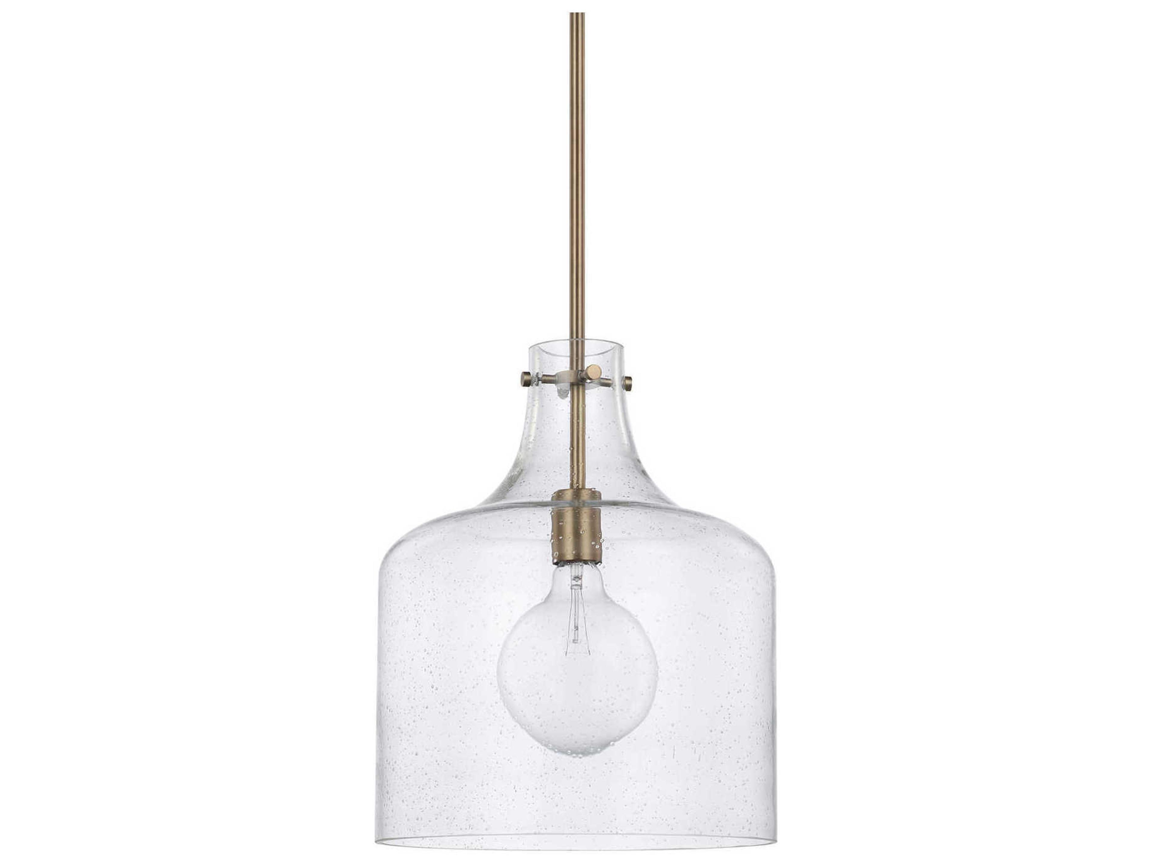 Capital Lighting Crawford 1-Light Aged Brass Glass Mini Pendant