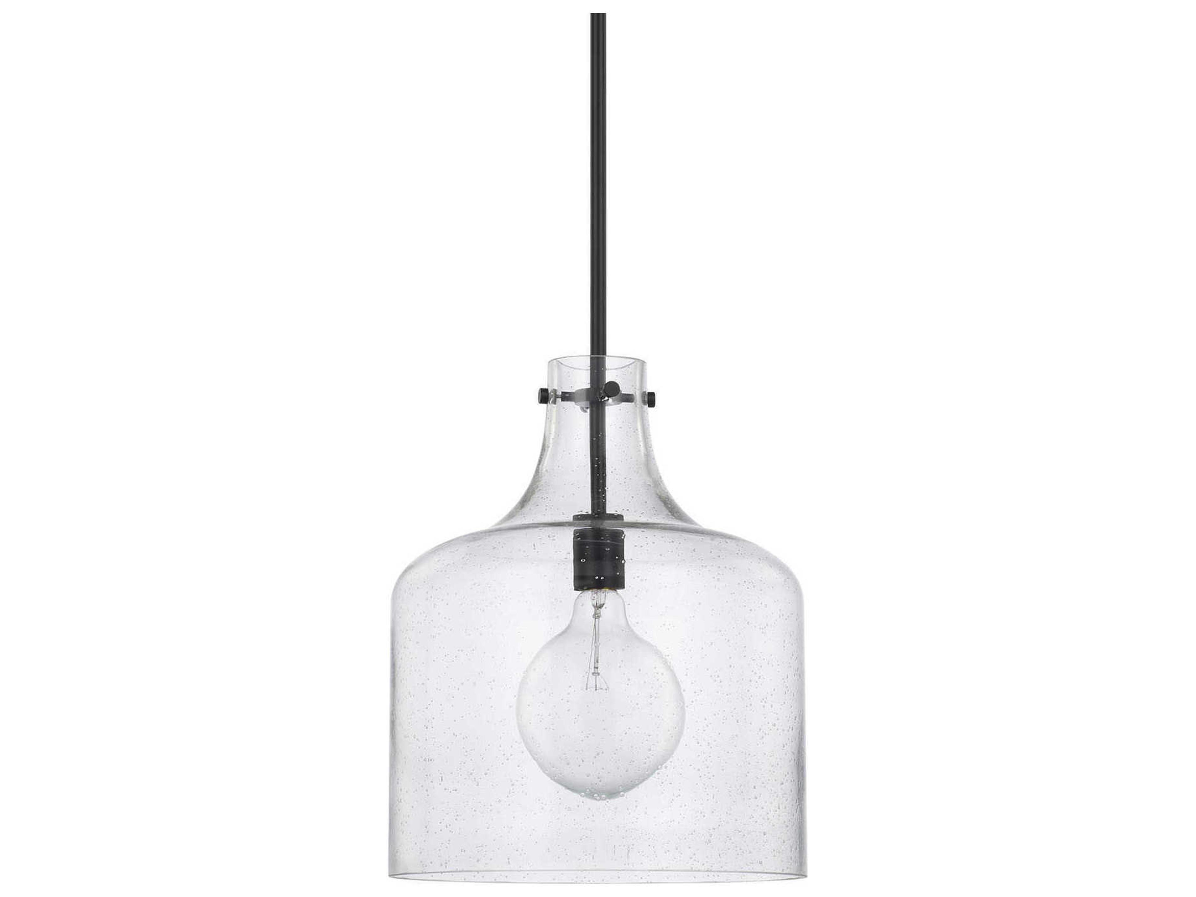 Capital Lighting Crawford 1-Light Matte Black Glass Mini Pendant