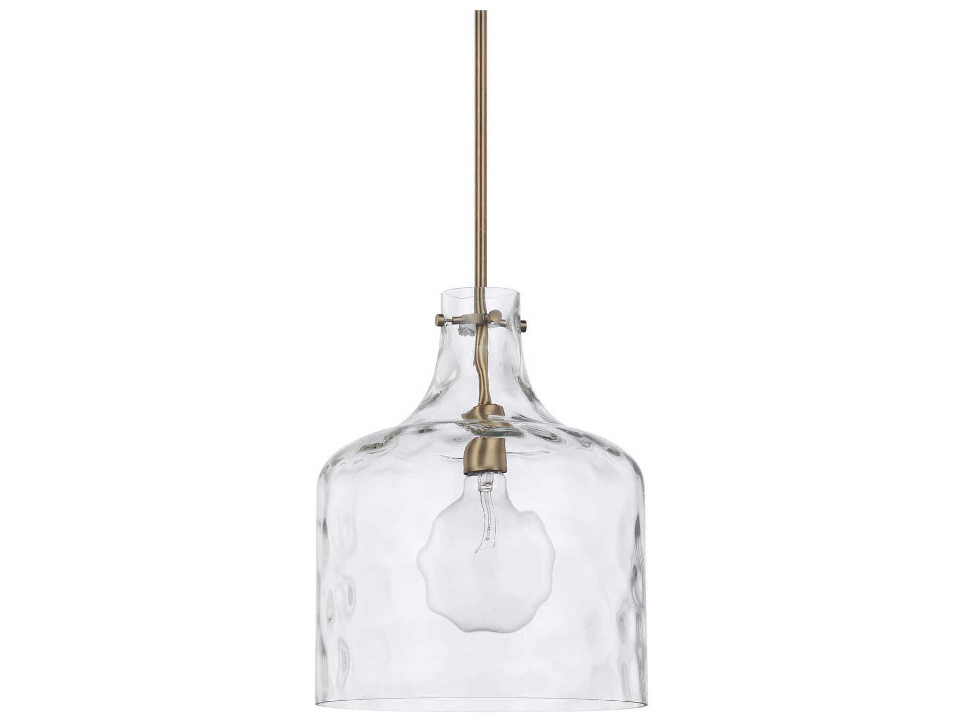 Capital Lighting Crawford 1-Light Aged Brass Glass Mini Pendant