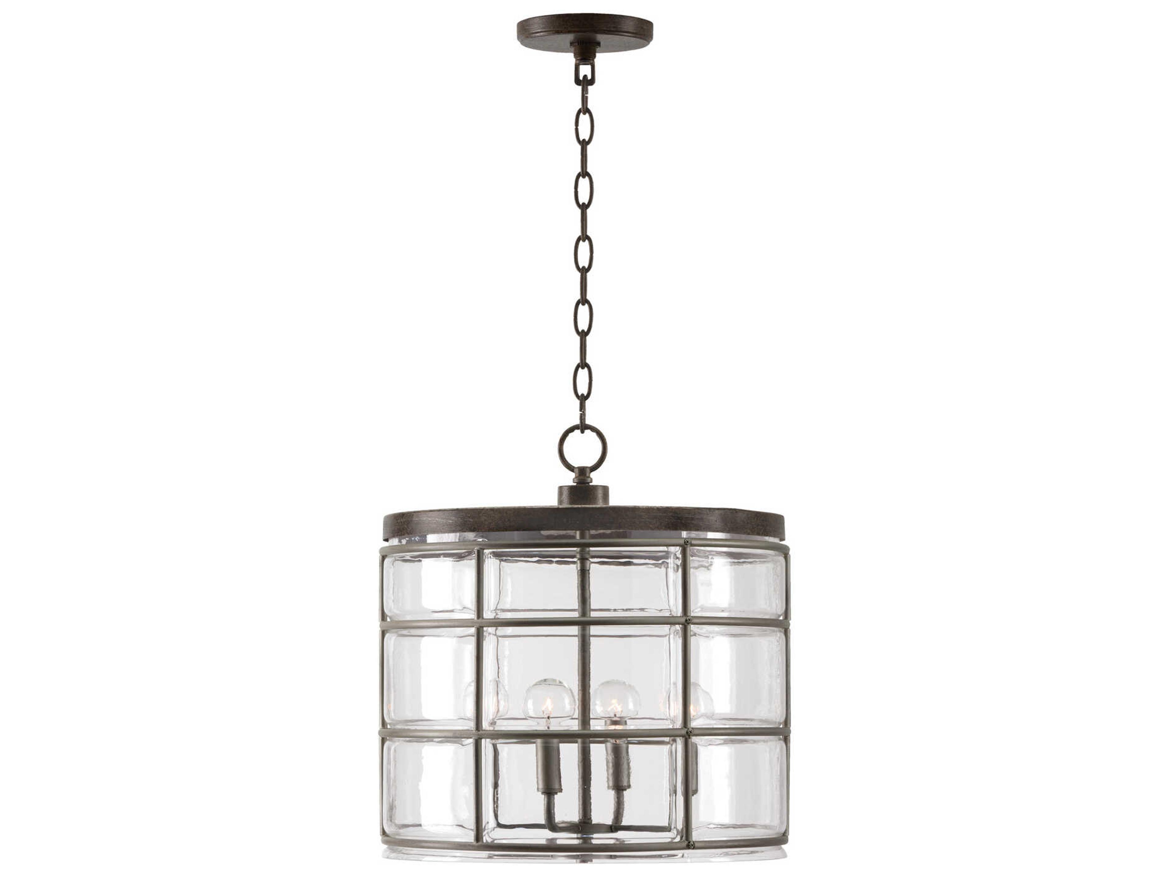Capital Lighting Colby 4-Light Urban Grey Glass Candelabra Drum Chandelier