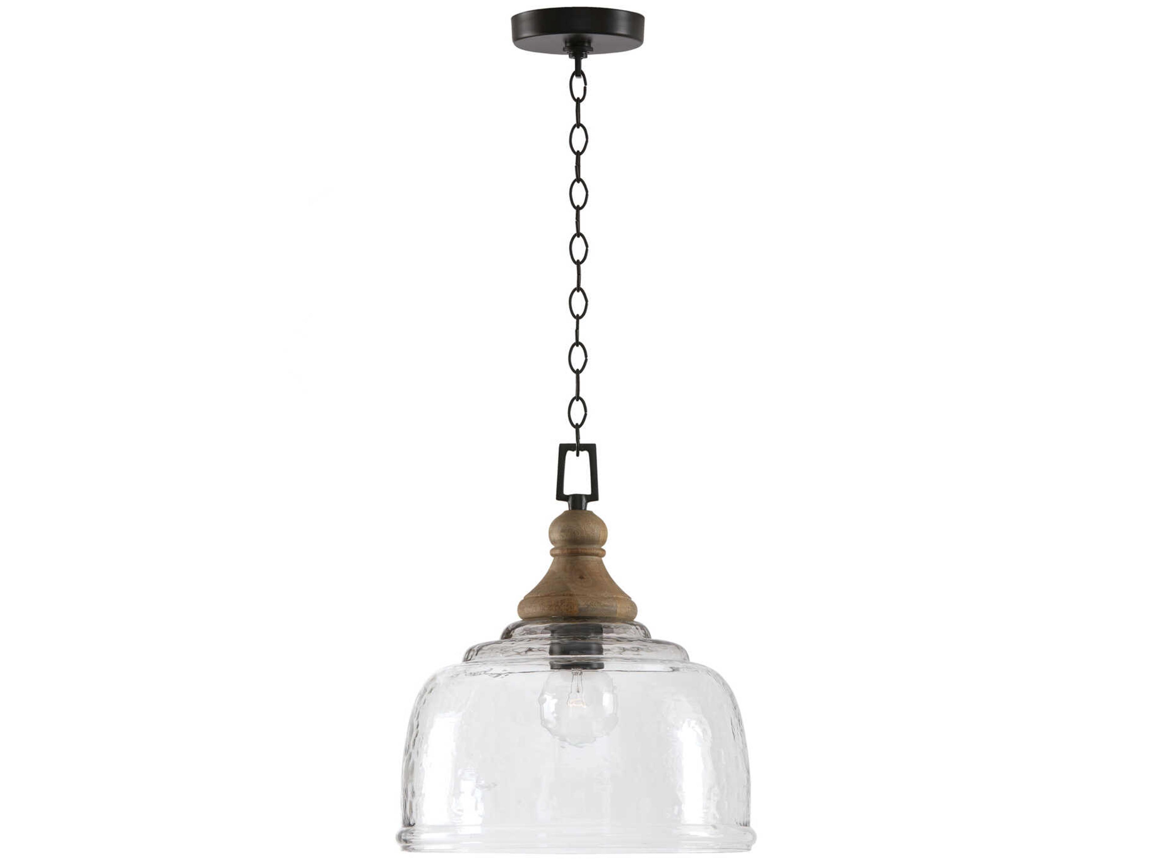 Capital Lighting 1-Light Grey Wash And Iron Silk Glass Bell Pendant