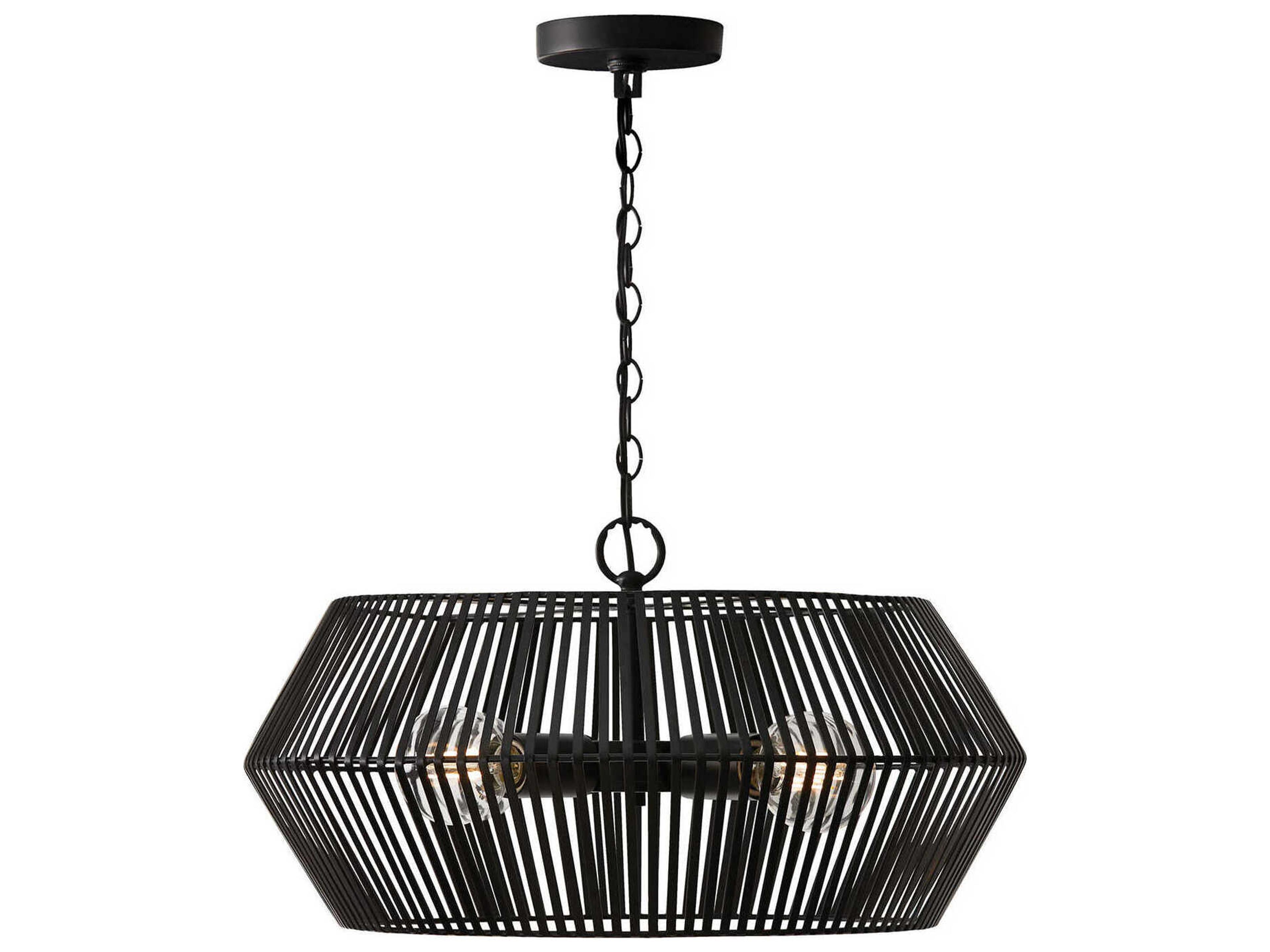 Capital Lighting Kaiya 4-Light Matte Black Drum Pendant