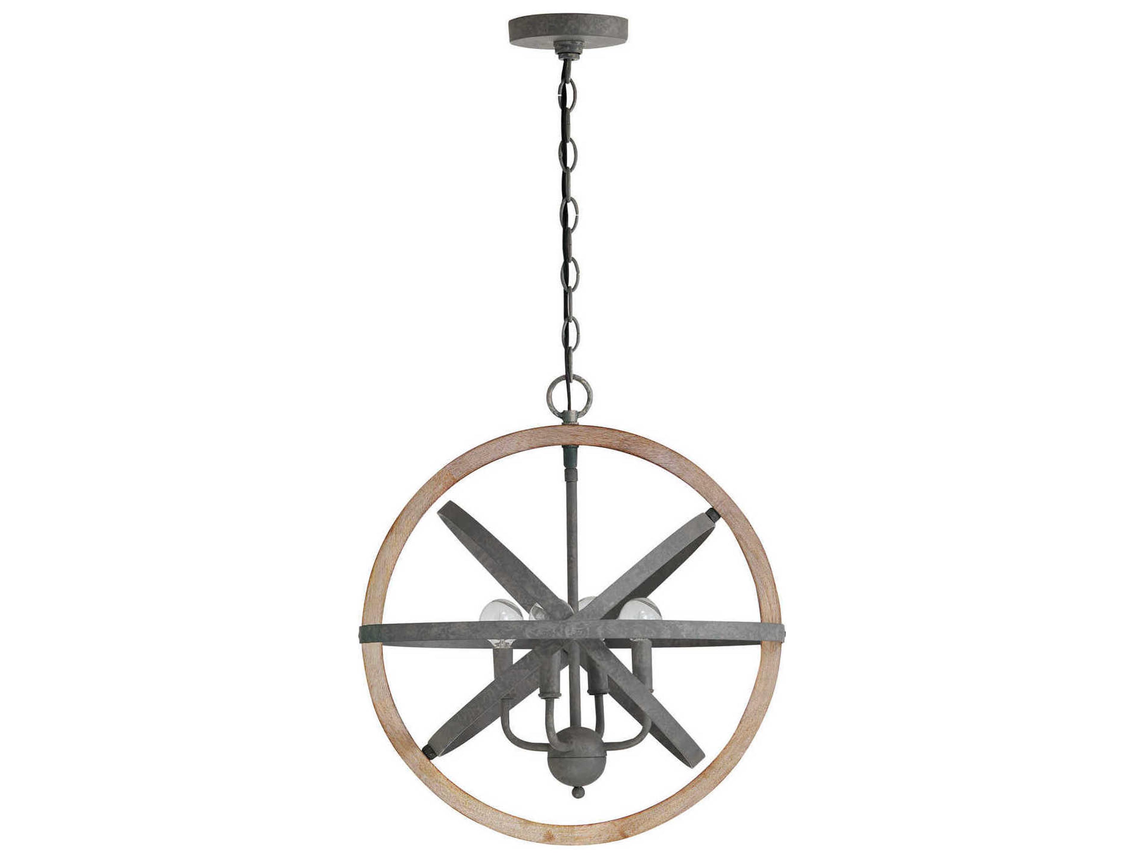 Capital Lighting 4-Light Iron And Wood Black Globe Round Chandelier