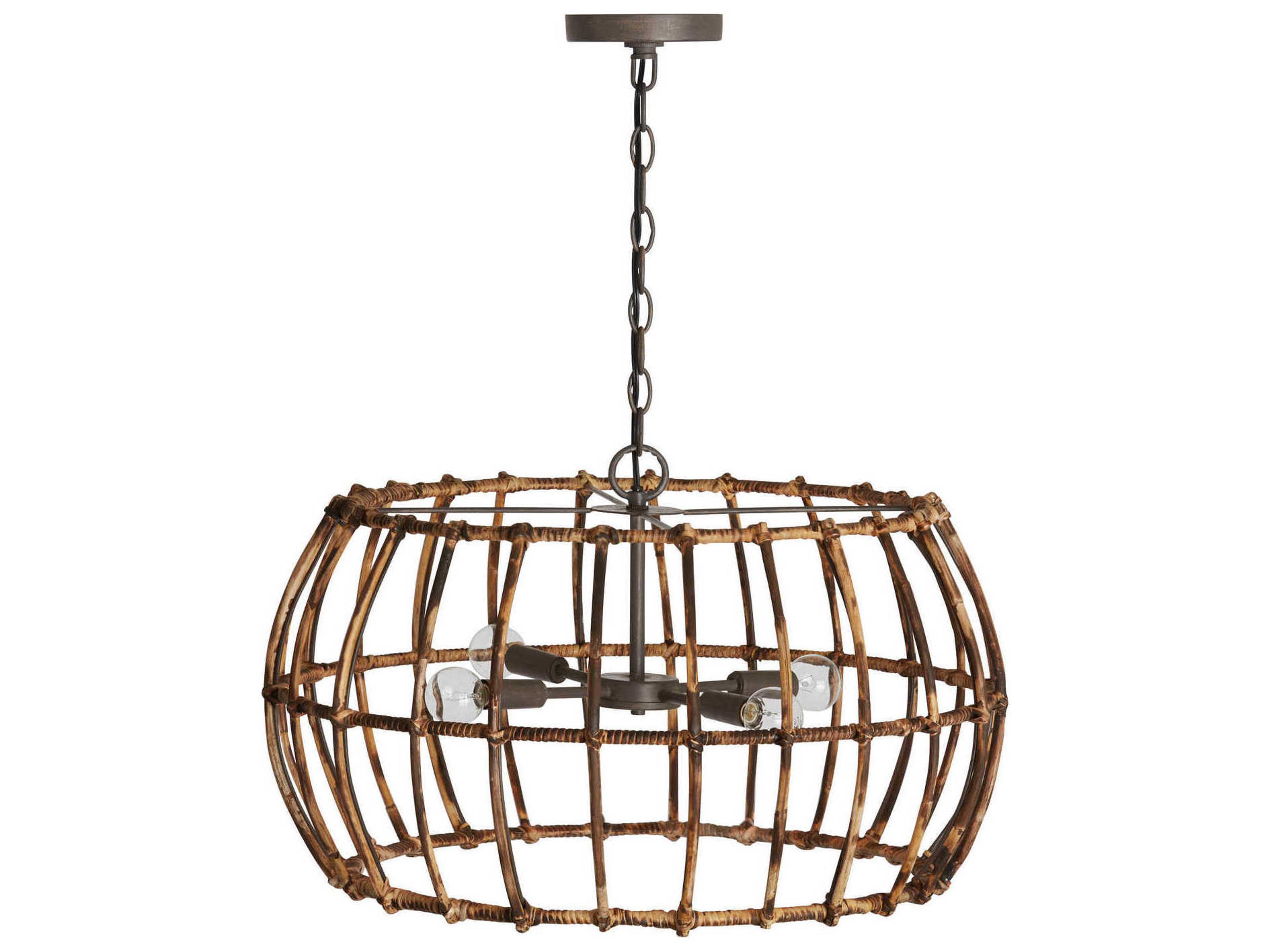 Capital Lighting Sanibel 4-Light Blazed Rattan And Nordic Grey Pendant