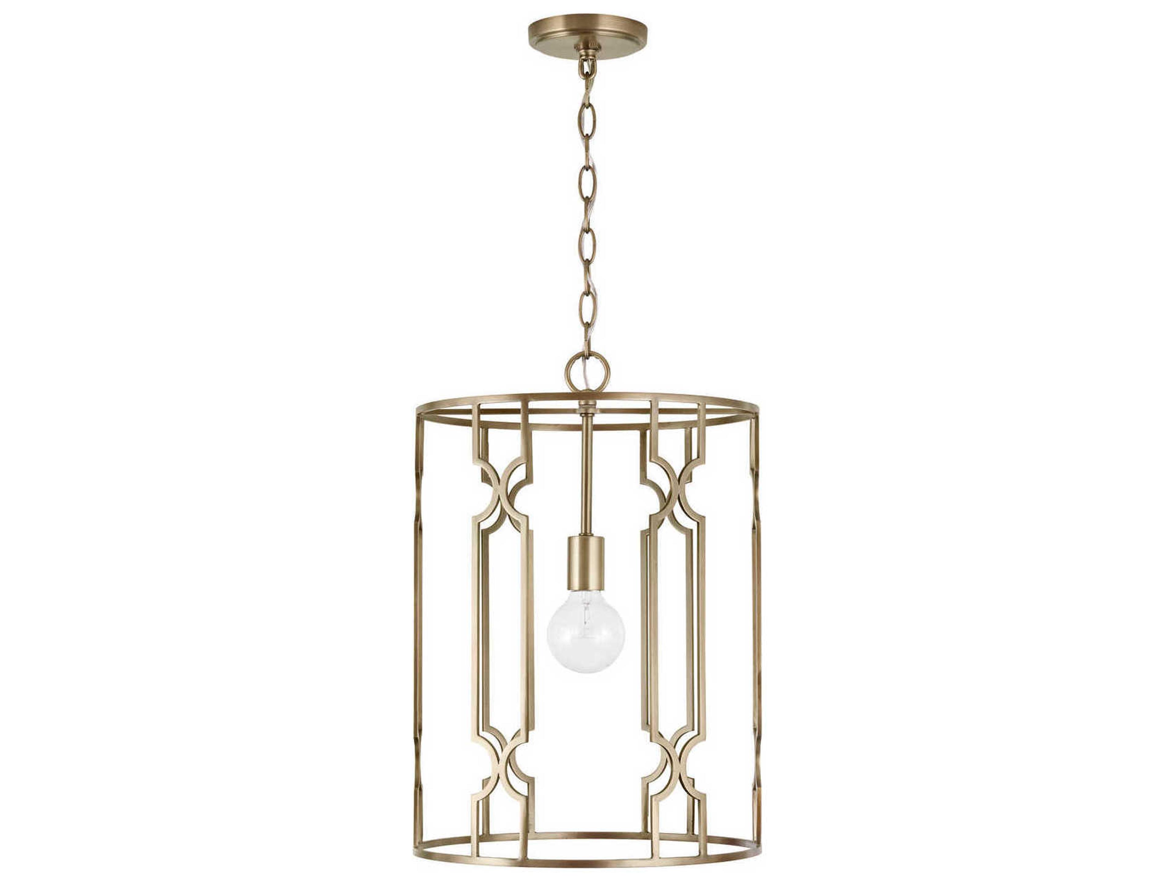 Capital Lighting Jordyn 1-Light Aged Brass Cylinder Pendant