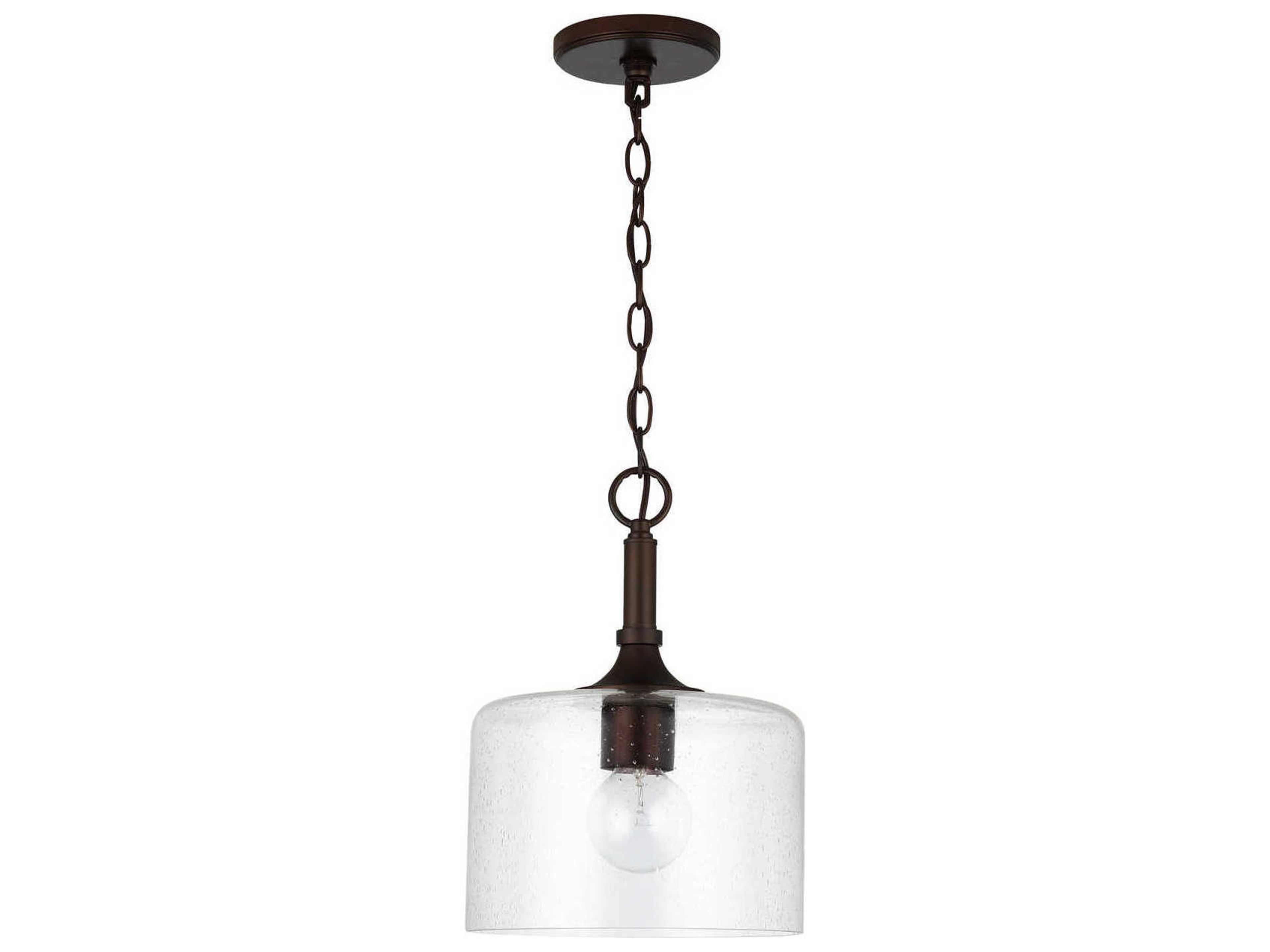 Capital Lighting Carter 1-Light Bronze Glass Drum Mini Pendant