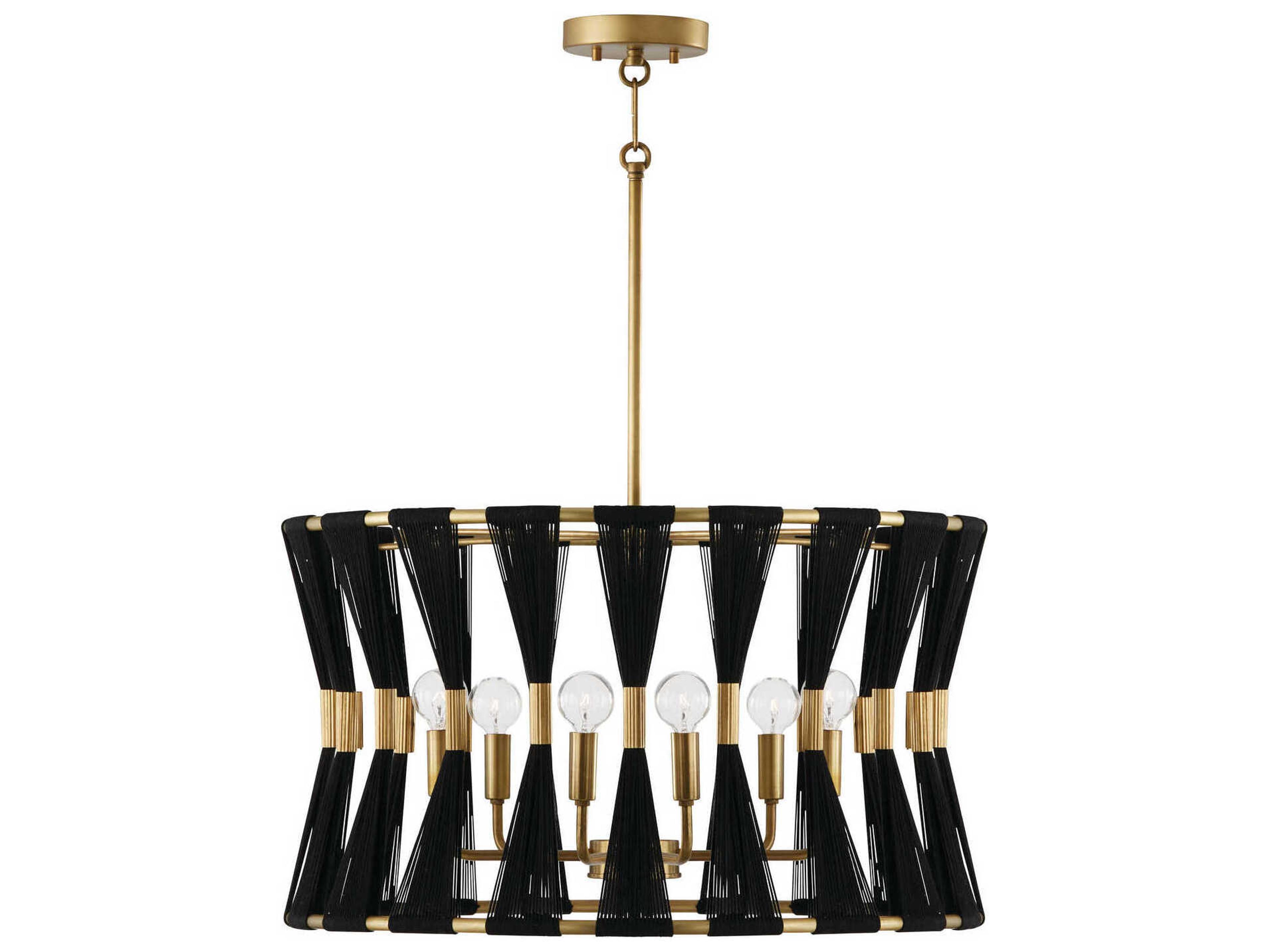 Capital Lighting Bianca 6-Light Black Rope Patinaed Brass Pendant