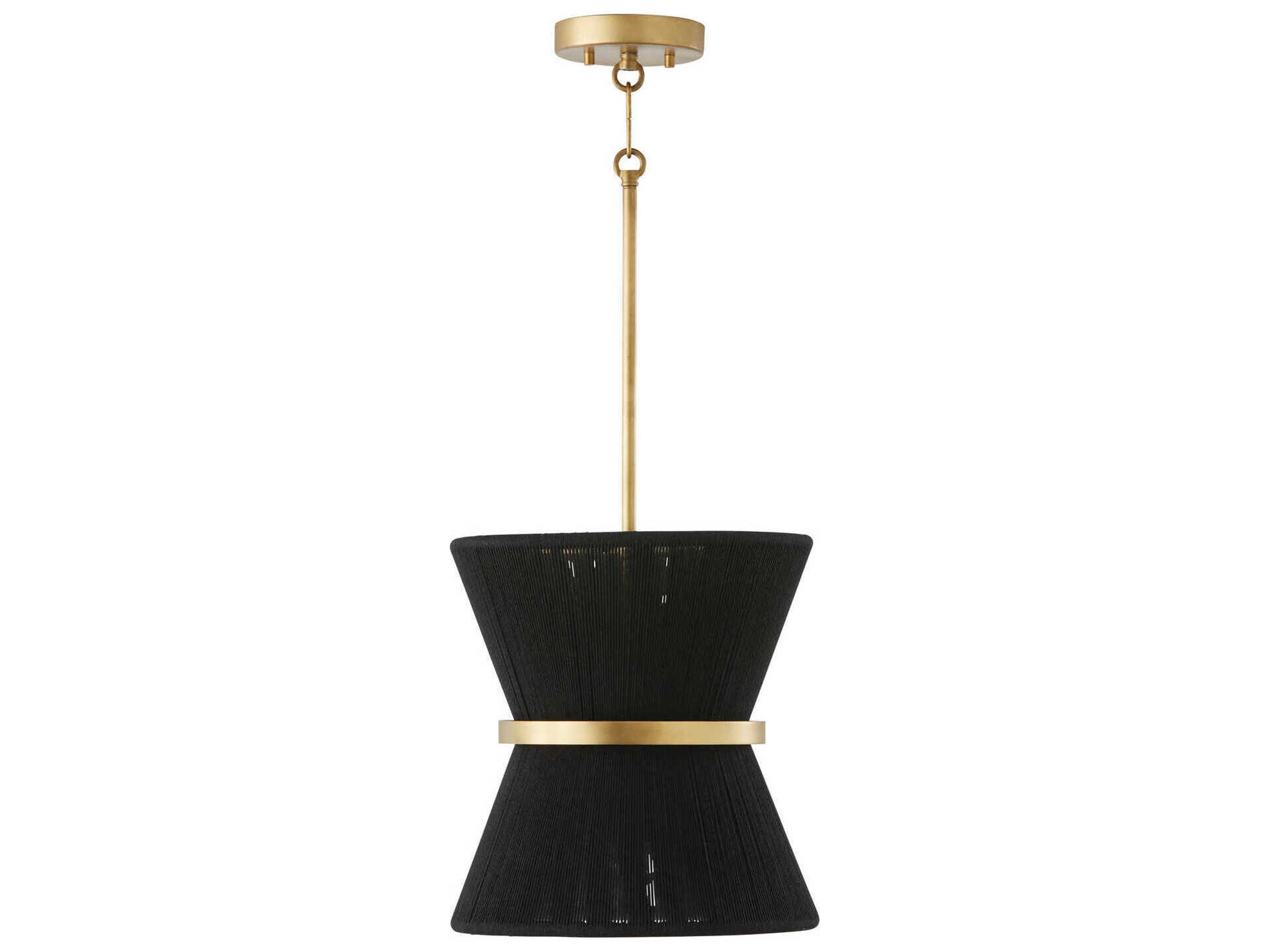 Capital Lighting Cecilia 1-Light Black Rope Patinaed Brass Mini Pendant