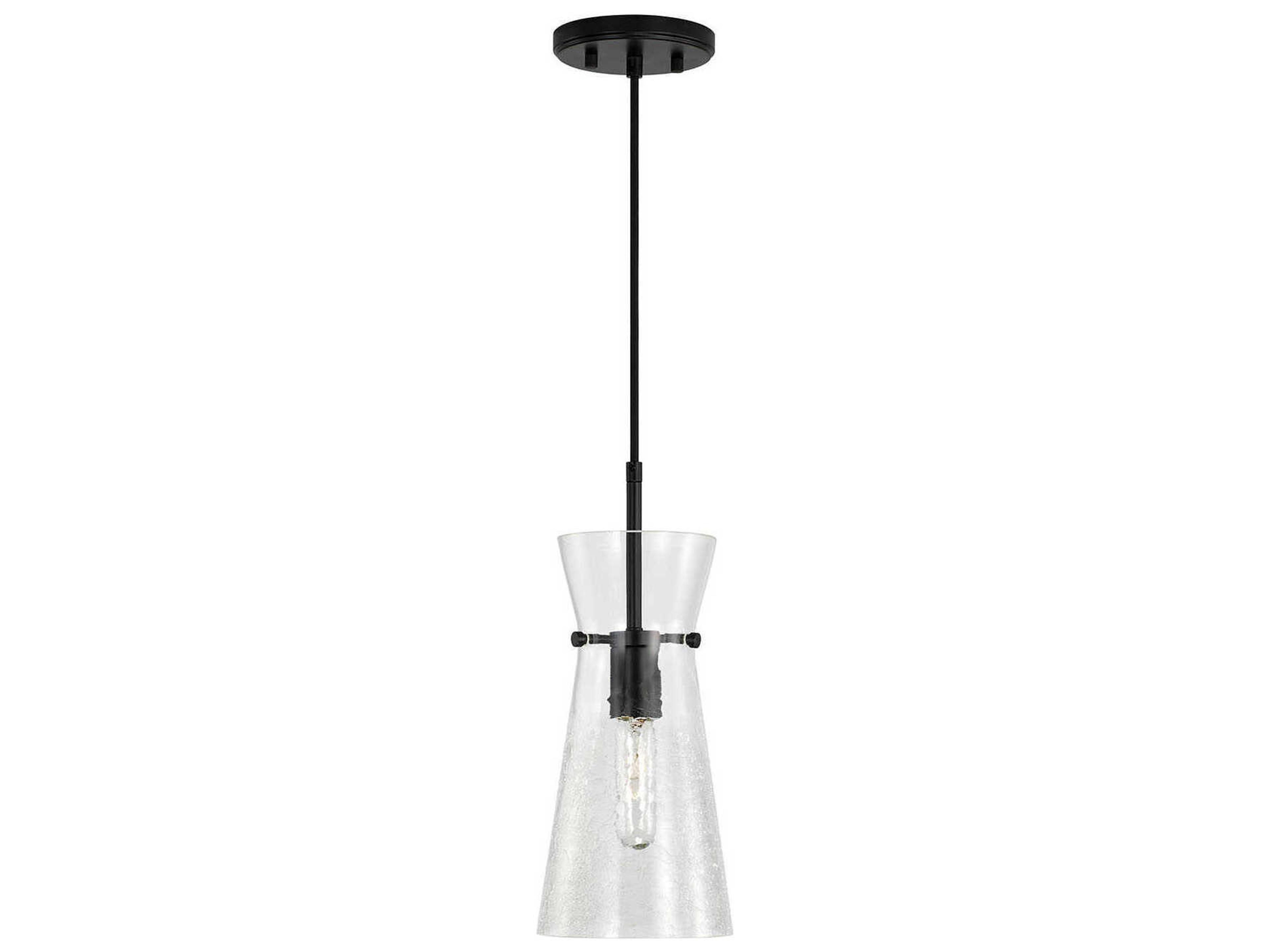 Capital Lighting Mila 1-Light Matte Black Glass Empire Mini Pendant