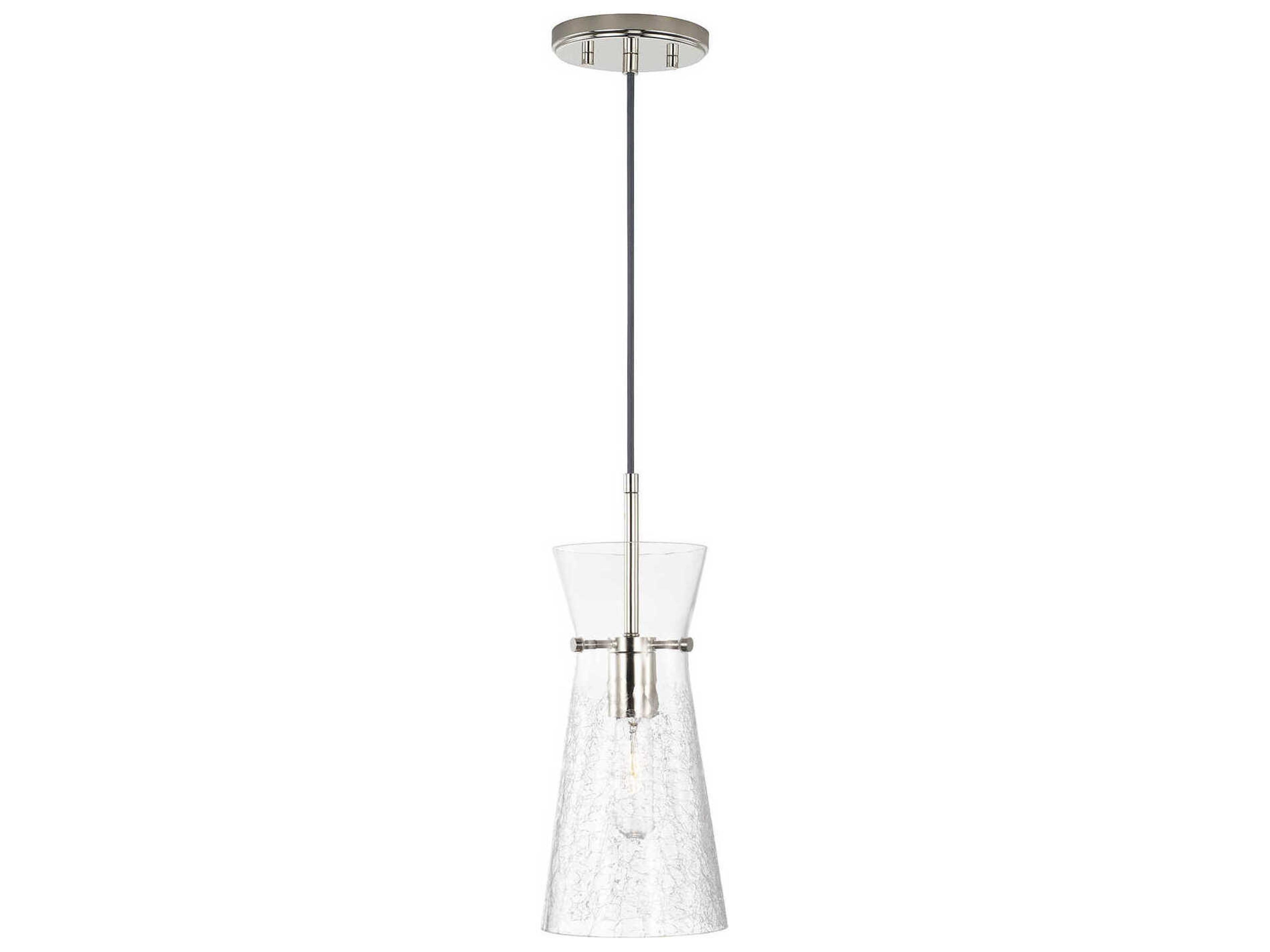 Capital Lighting Mila 1-Light Polished Nickel Glass Empire Mini Pendant