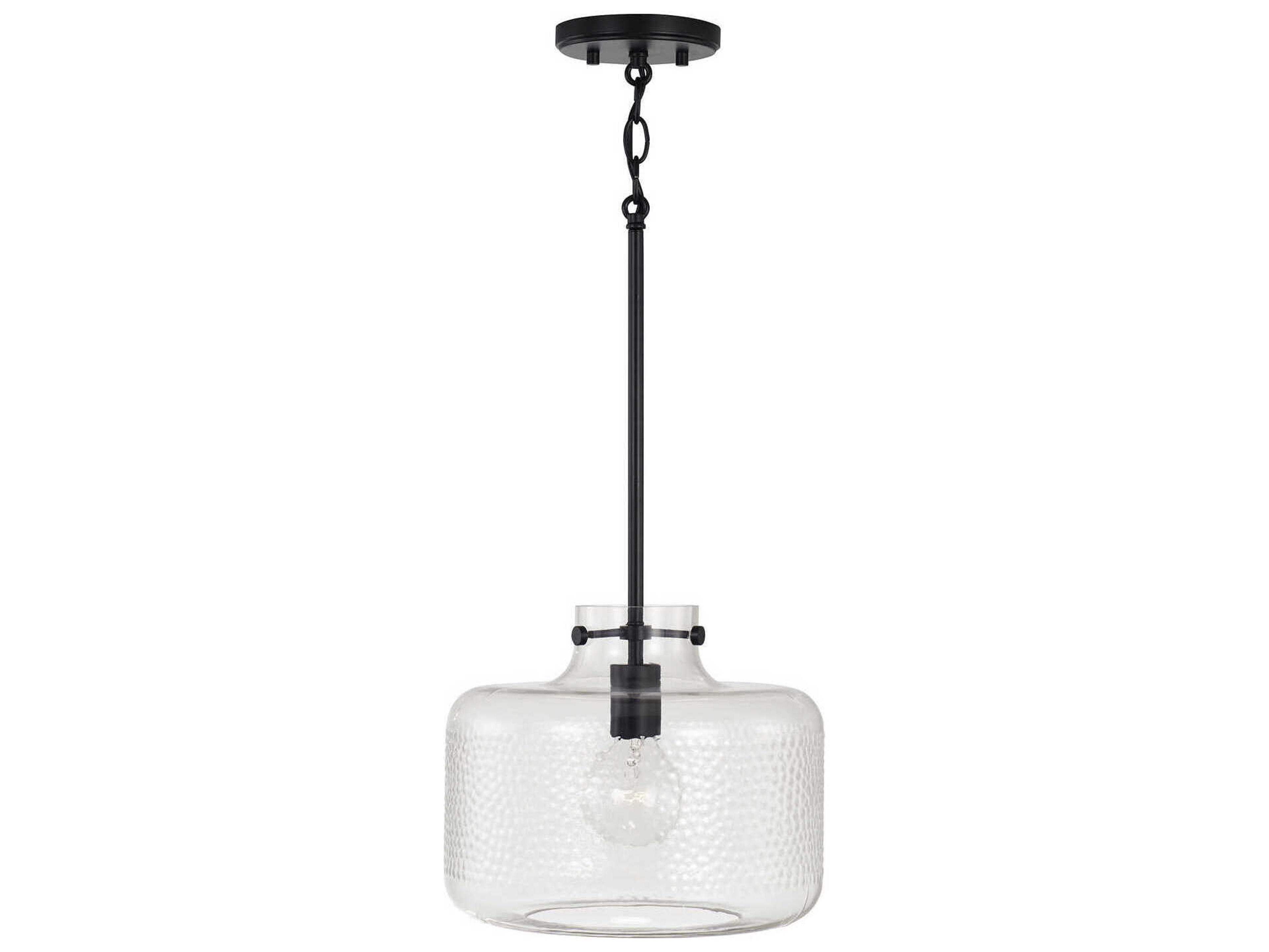 Capital Lighting Brighton 1-Light Matte Black Glass Drum Mini Pendant