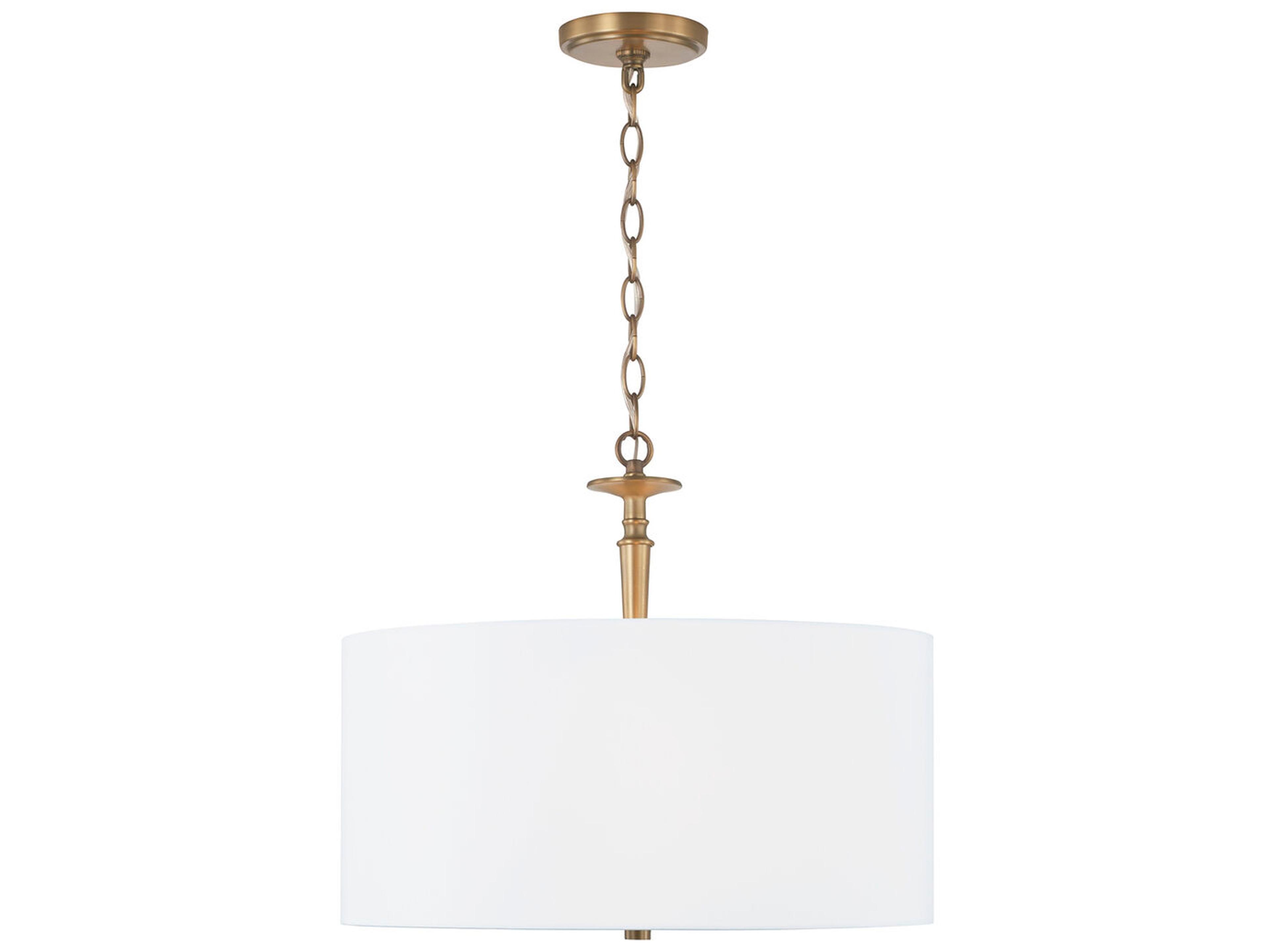 Capital Lighting Abbie 3-Light Aged Brass Glass Drum Pendant