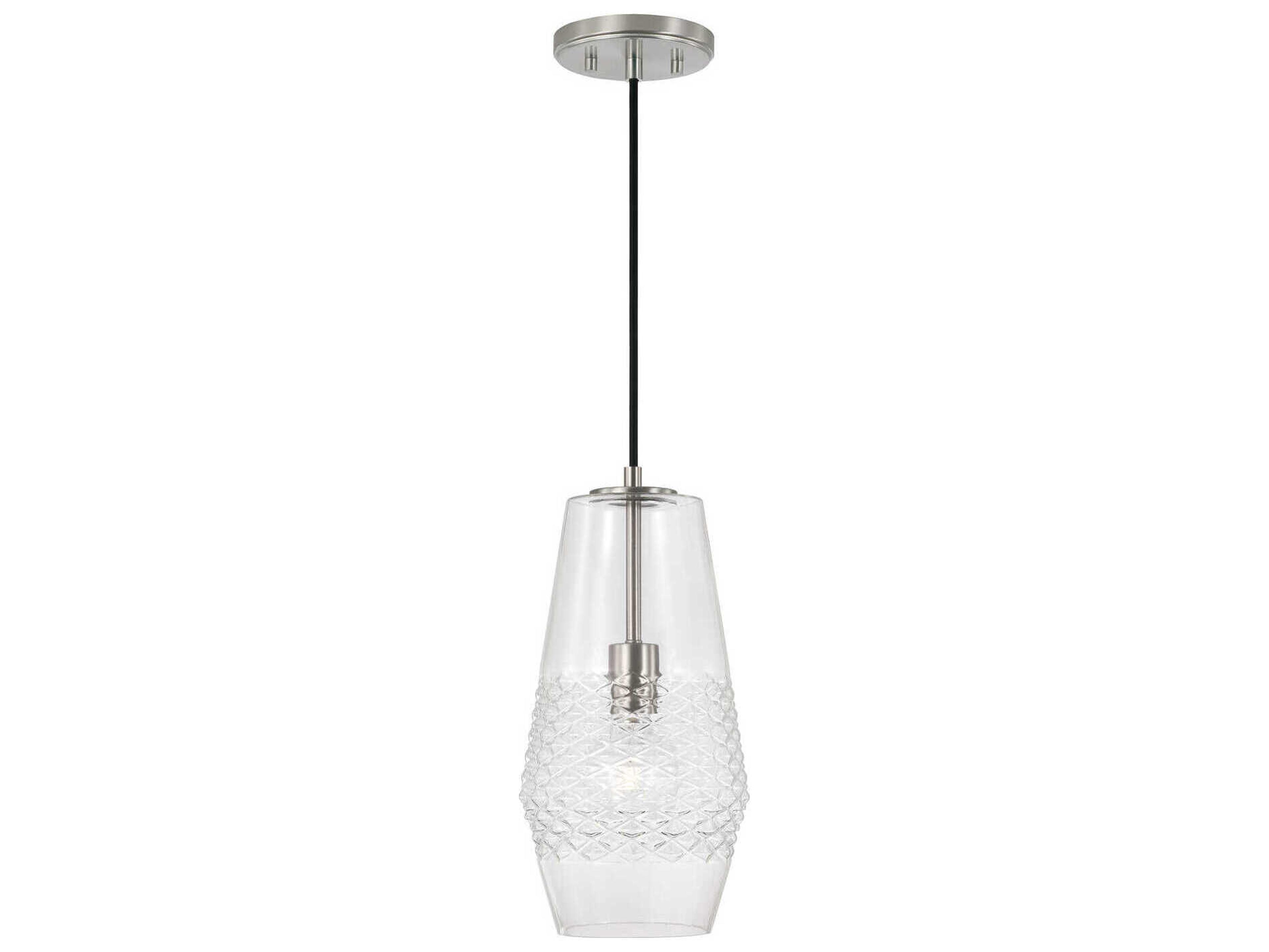 Capital Lighting Dena 1-Light Brushed Nickel Glass Mini Pendant