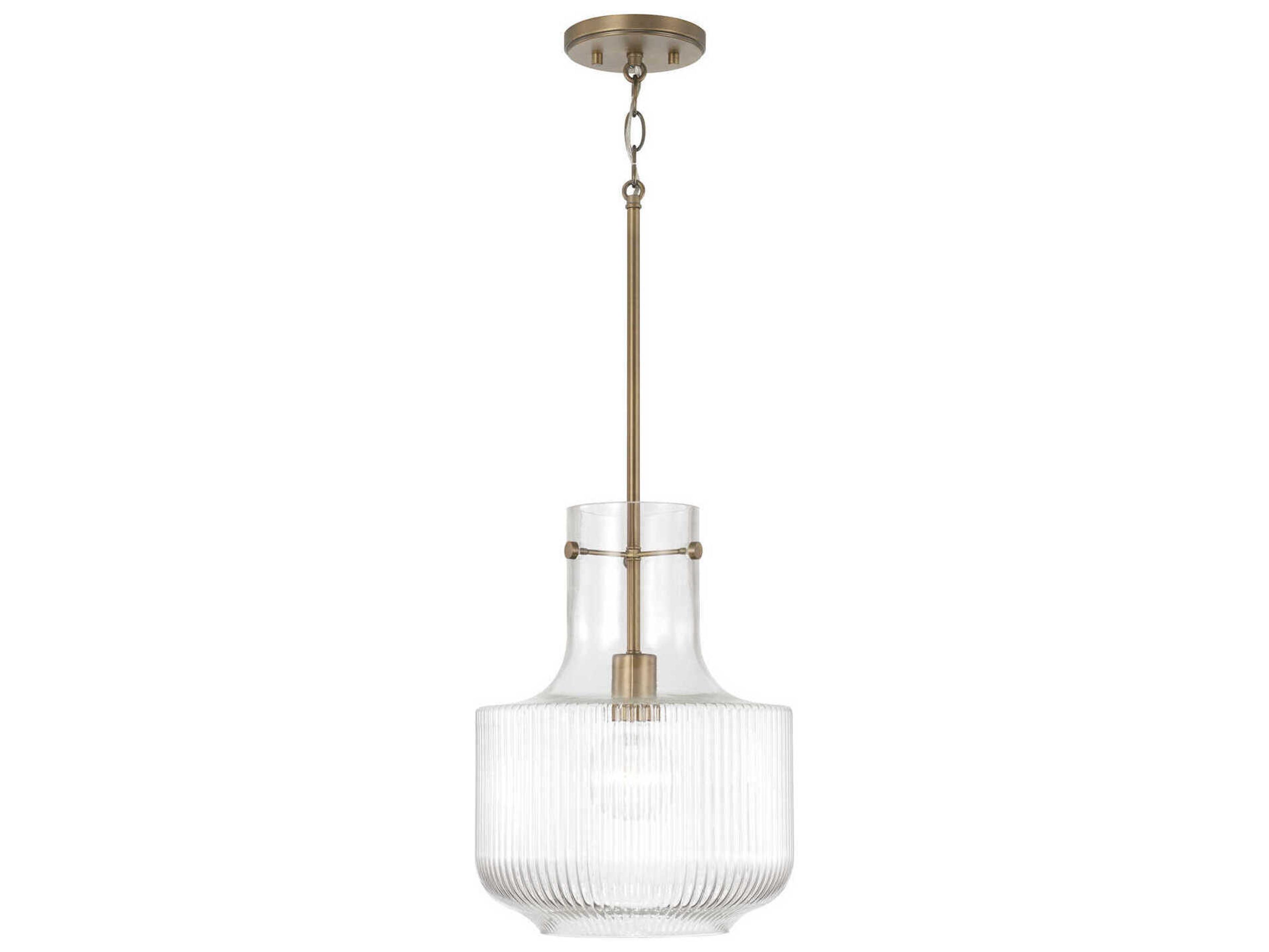 Capital Lighting Nyla 1-Light Aged Brass Glass Mini Pendant