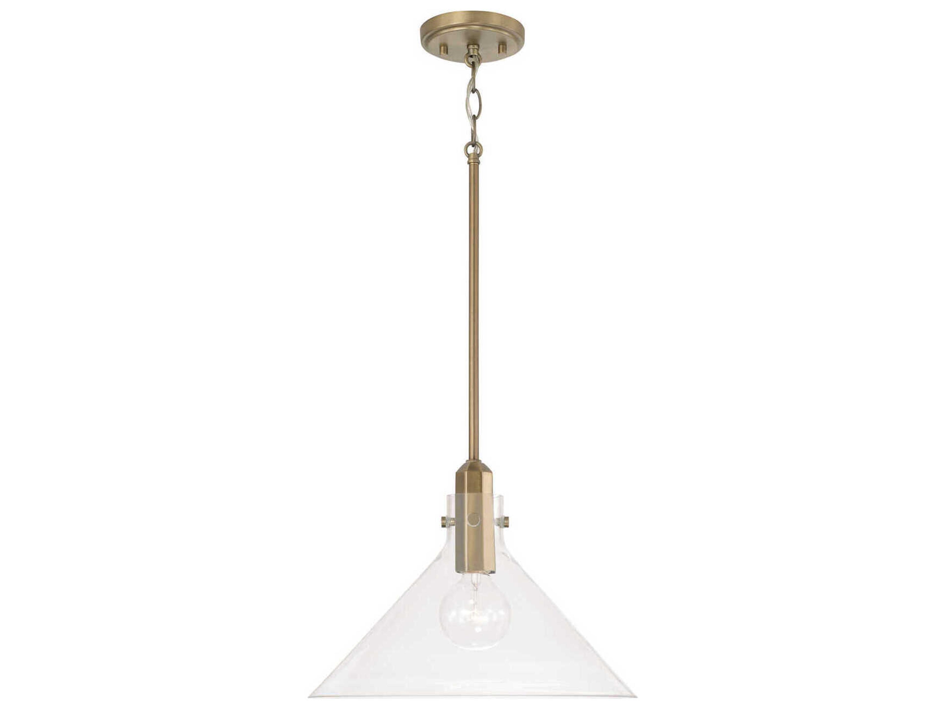 Capital Lighting Greer 1-Light Aged Brass Glass Pendant