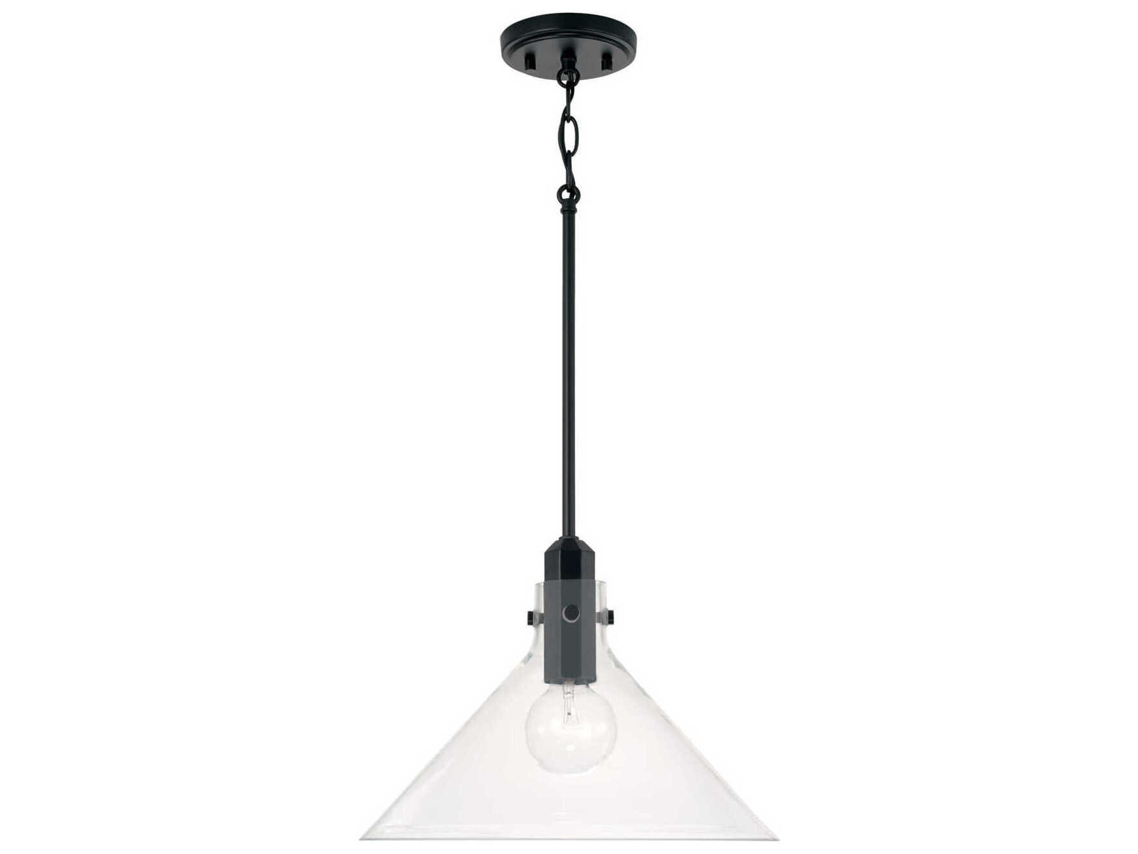 Capital Lighting Greer 1-Light Matte Black Glass Pendant