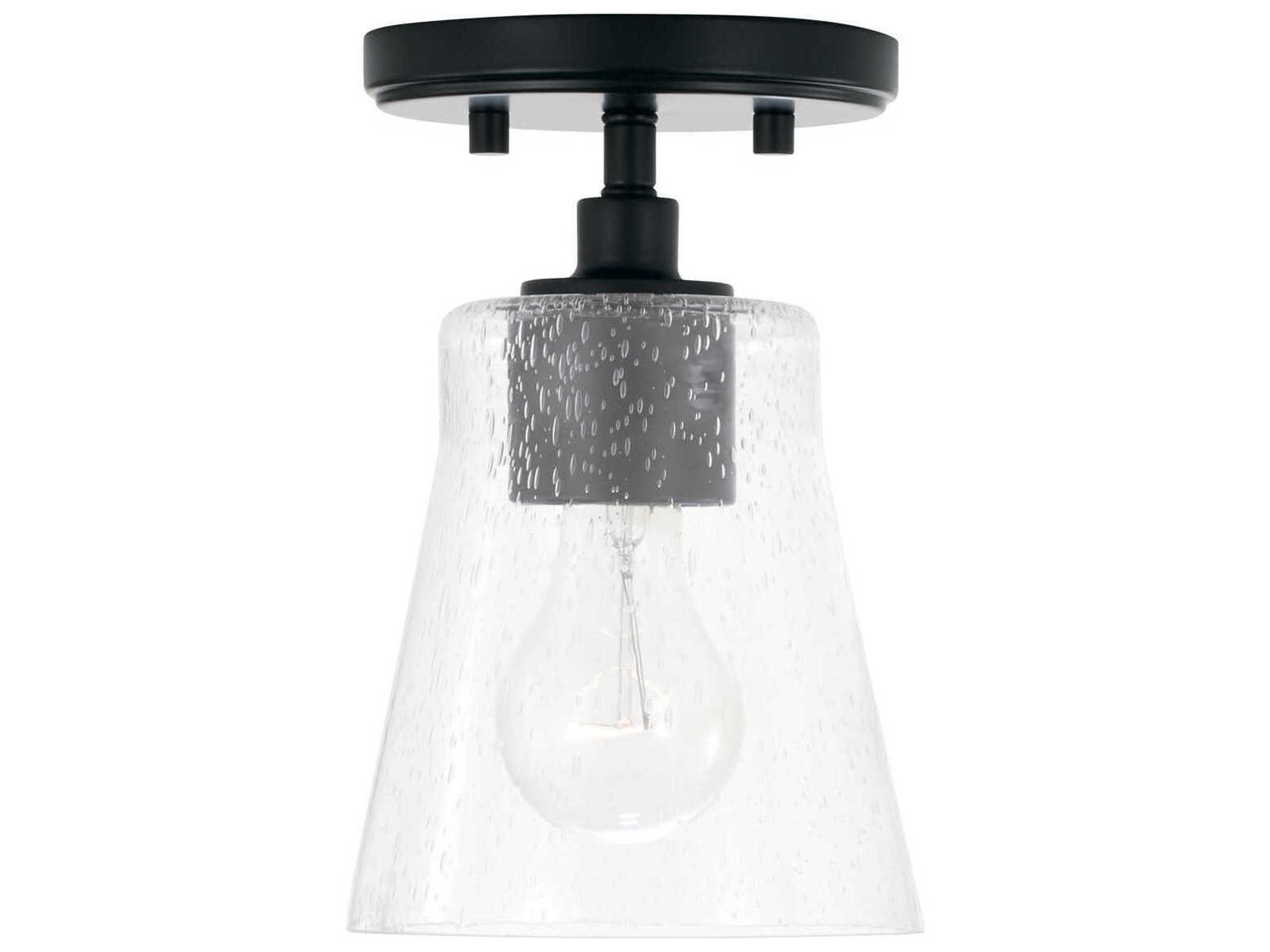 Capital Lighting Baker 1-Light Matte Black Glass Mini Pendant
