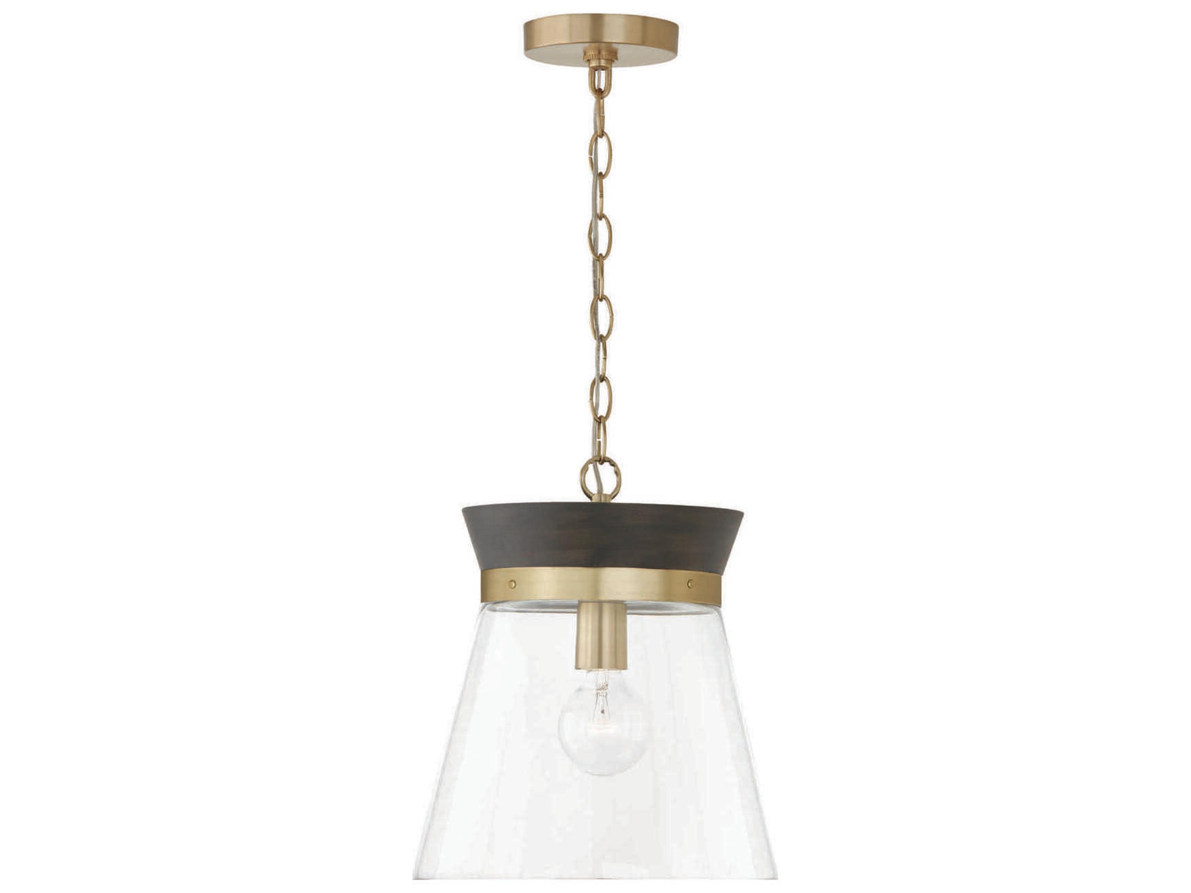 Capital Lighting Finn 1-Light Black Stain Matte Brass Glass Empire Mini Pendant
