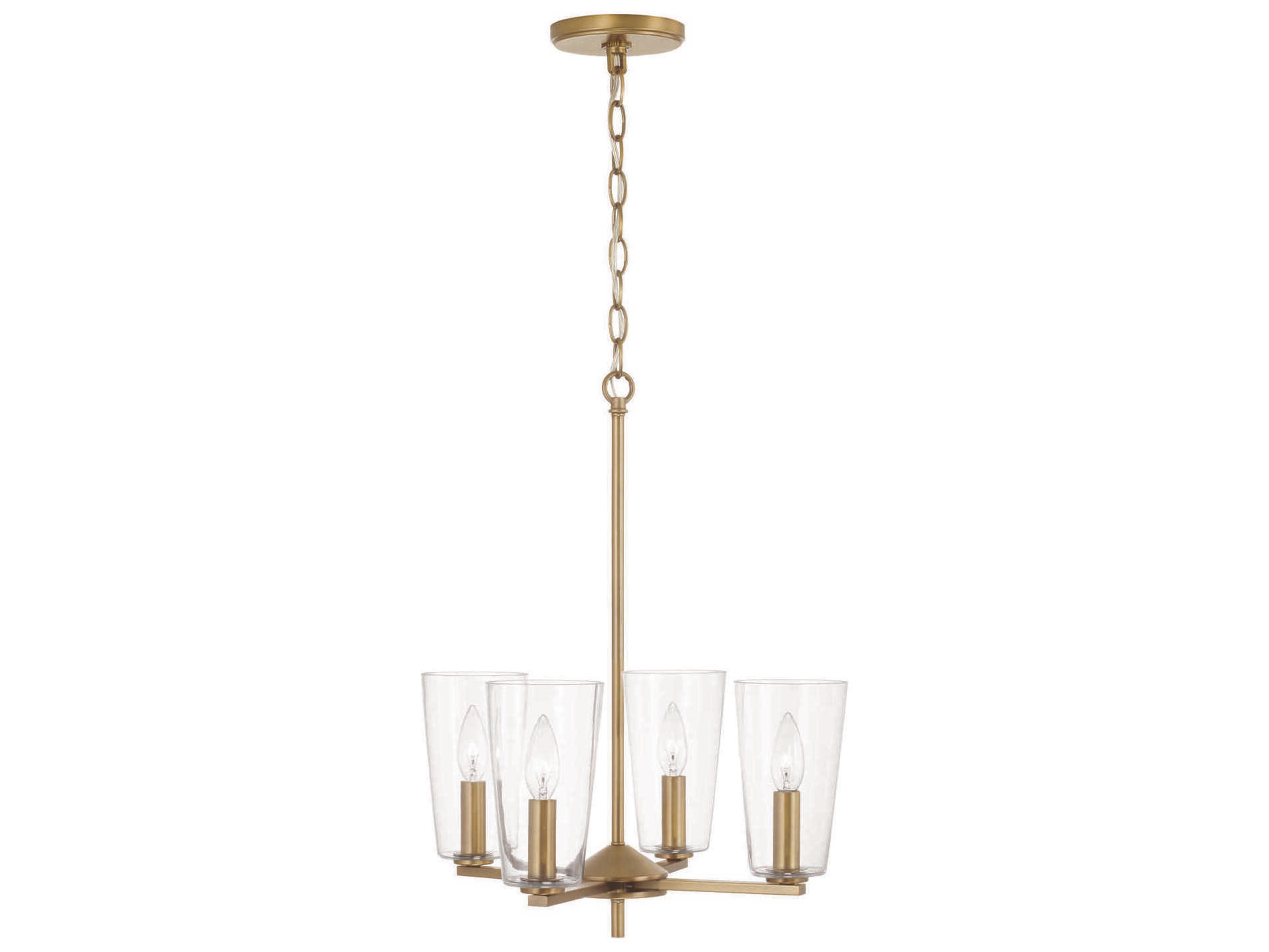 Capital Lighting Portman 4-Light Aged Brass Glass Bell Pendant