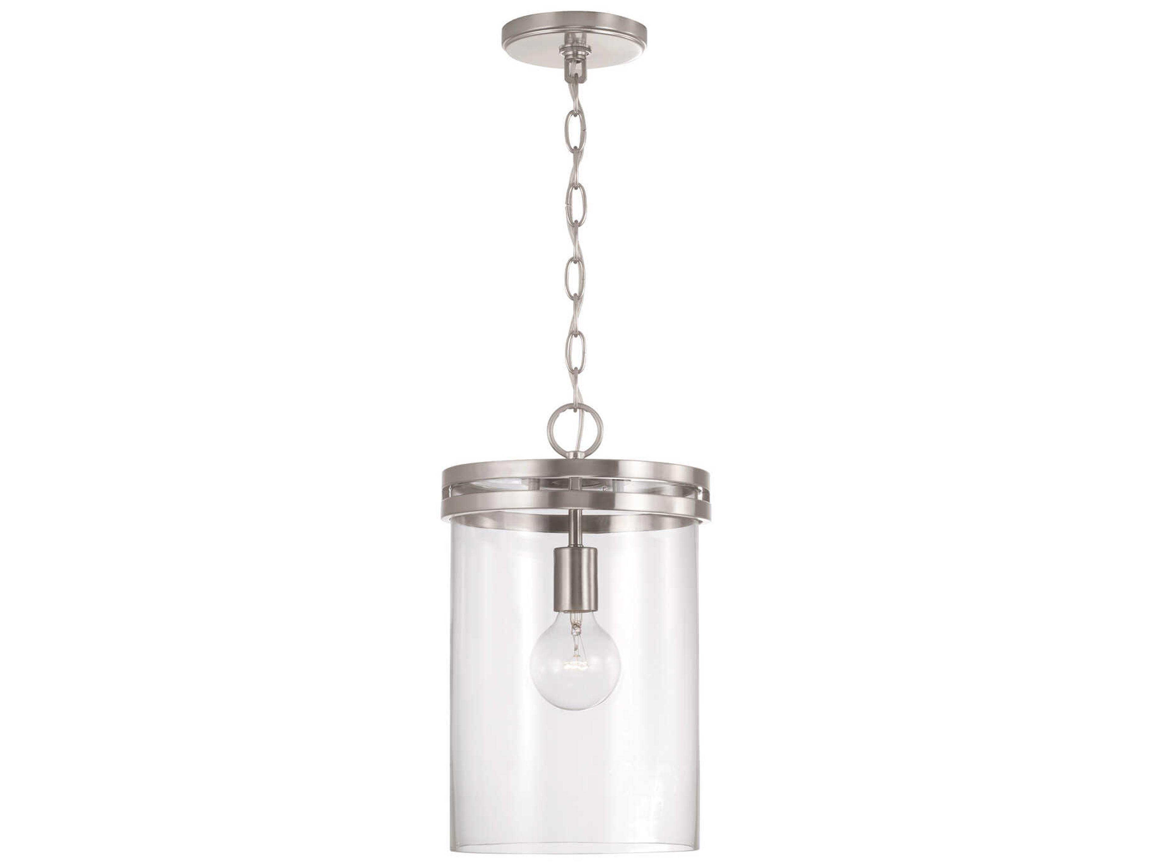 Capital Lighting Fuller 1-Light Brushed Nickel Glass Cylinder Mini Pendant