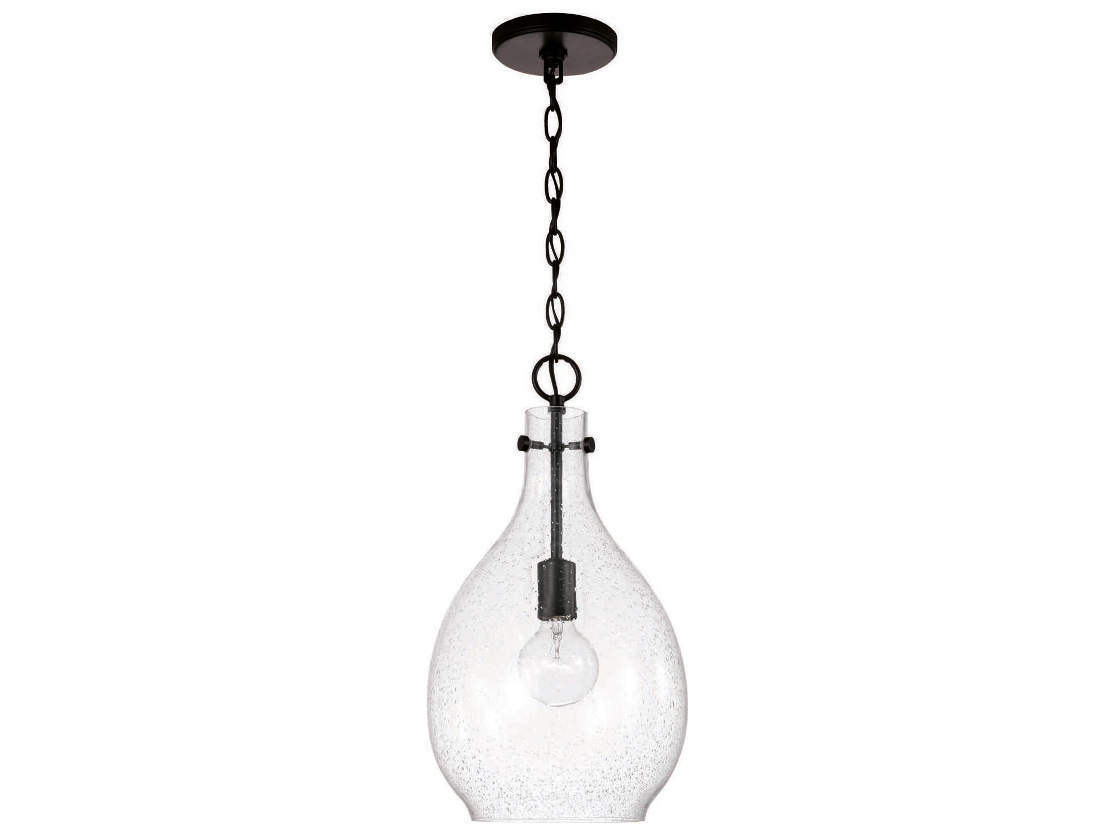Capital Lighting Brentwood 1-Light Matte Black Glass Mini Pendant