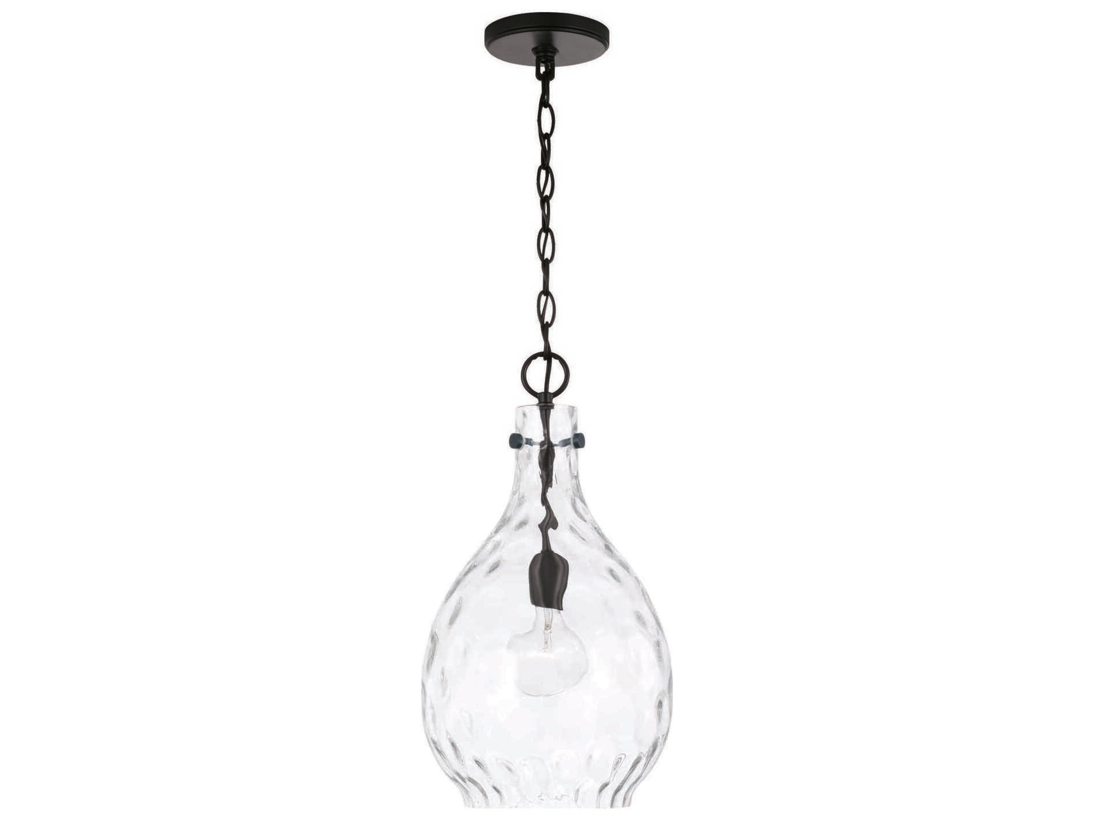 Capital Lighting Brentwood 1-Light Matte Black Glass Mini Pendant