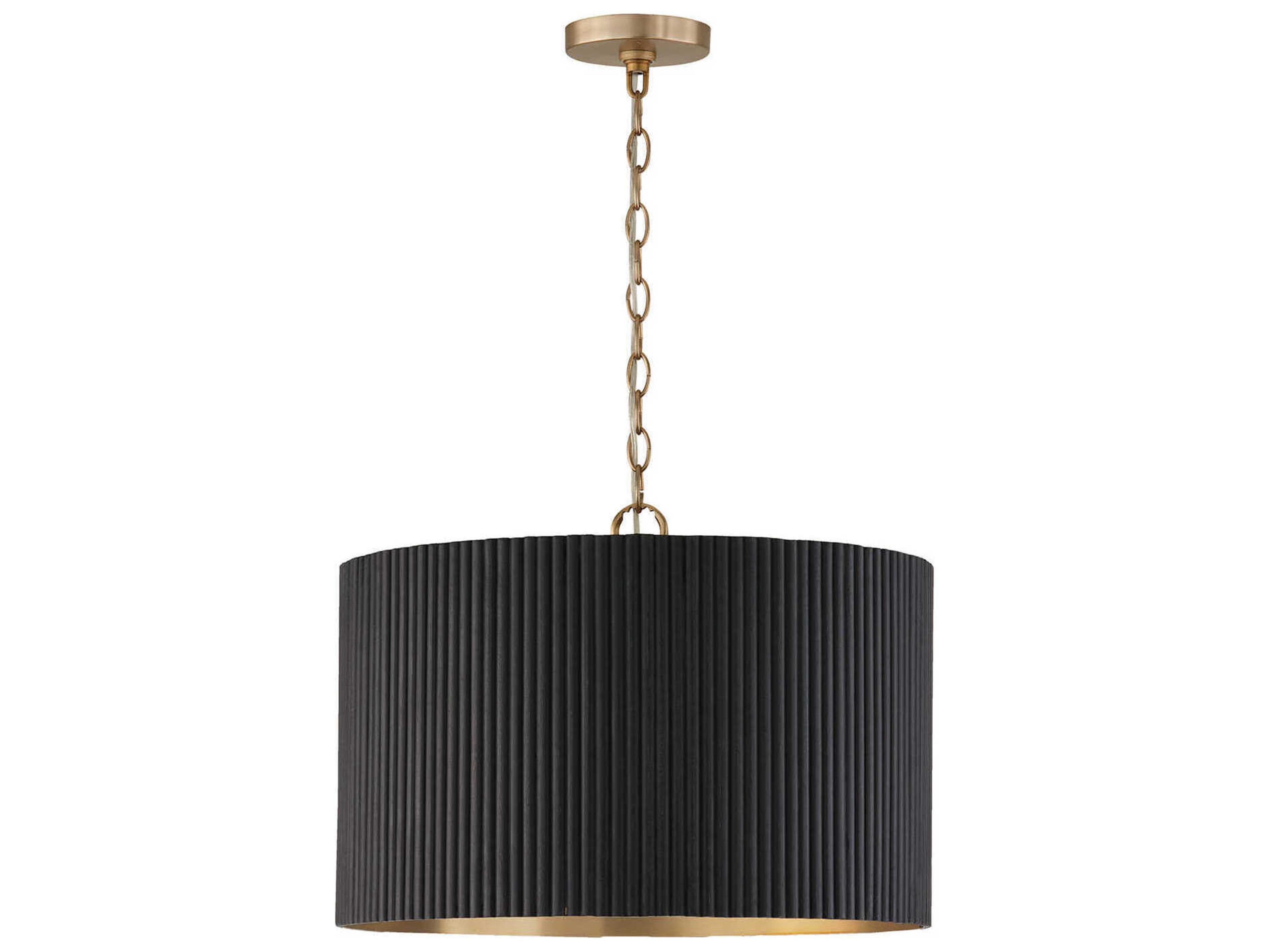 Capital Lighting Donovan 3-Light Black Stain And Matte Brass Drum Pendant