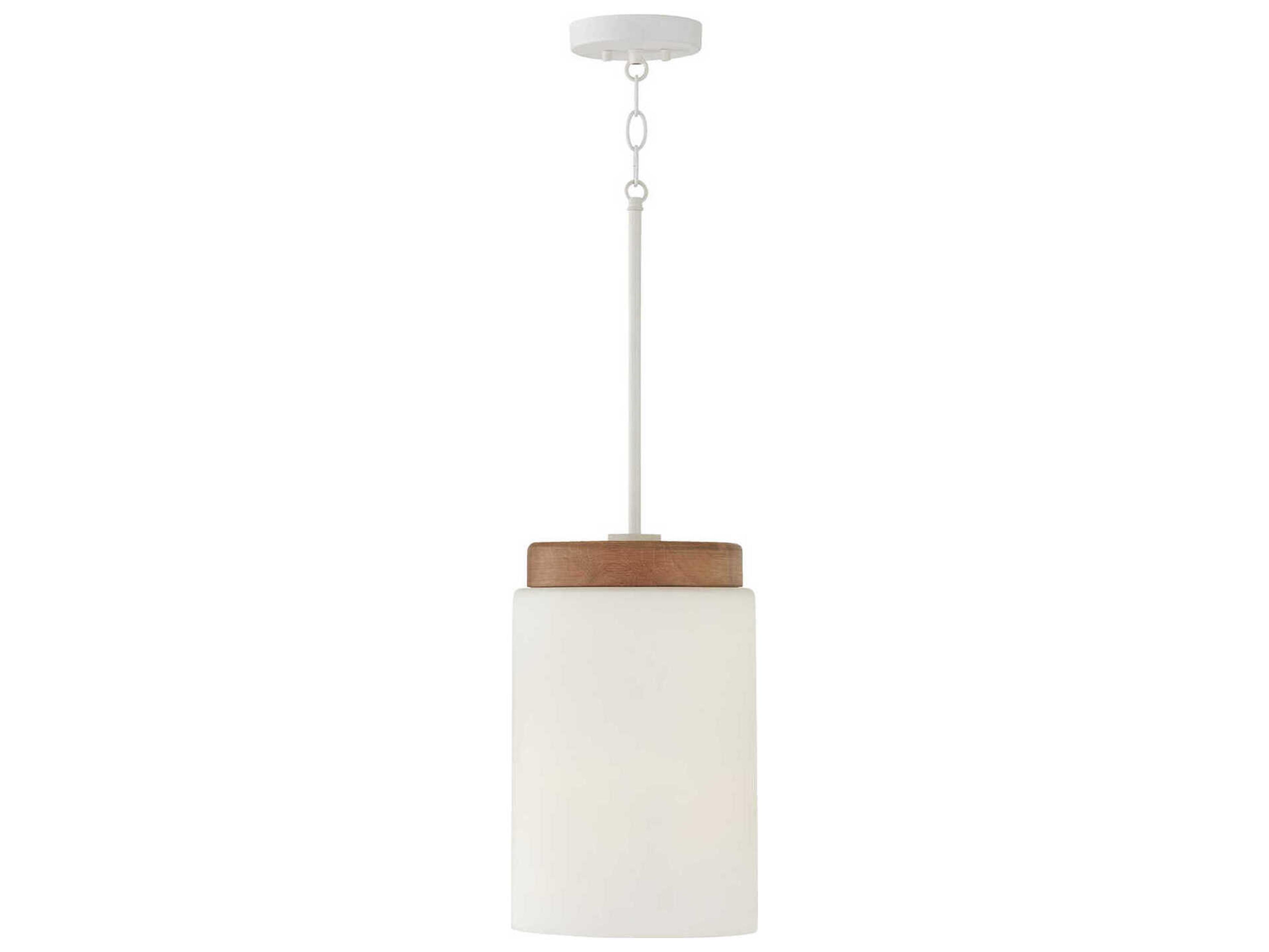 Capital Lighting Liam 1-Light Light Wood And White Drum Mini Pendant