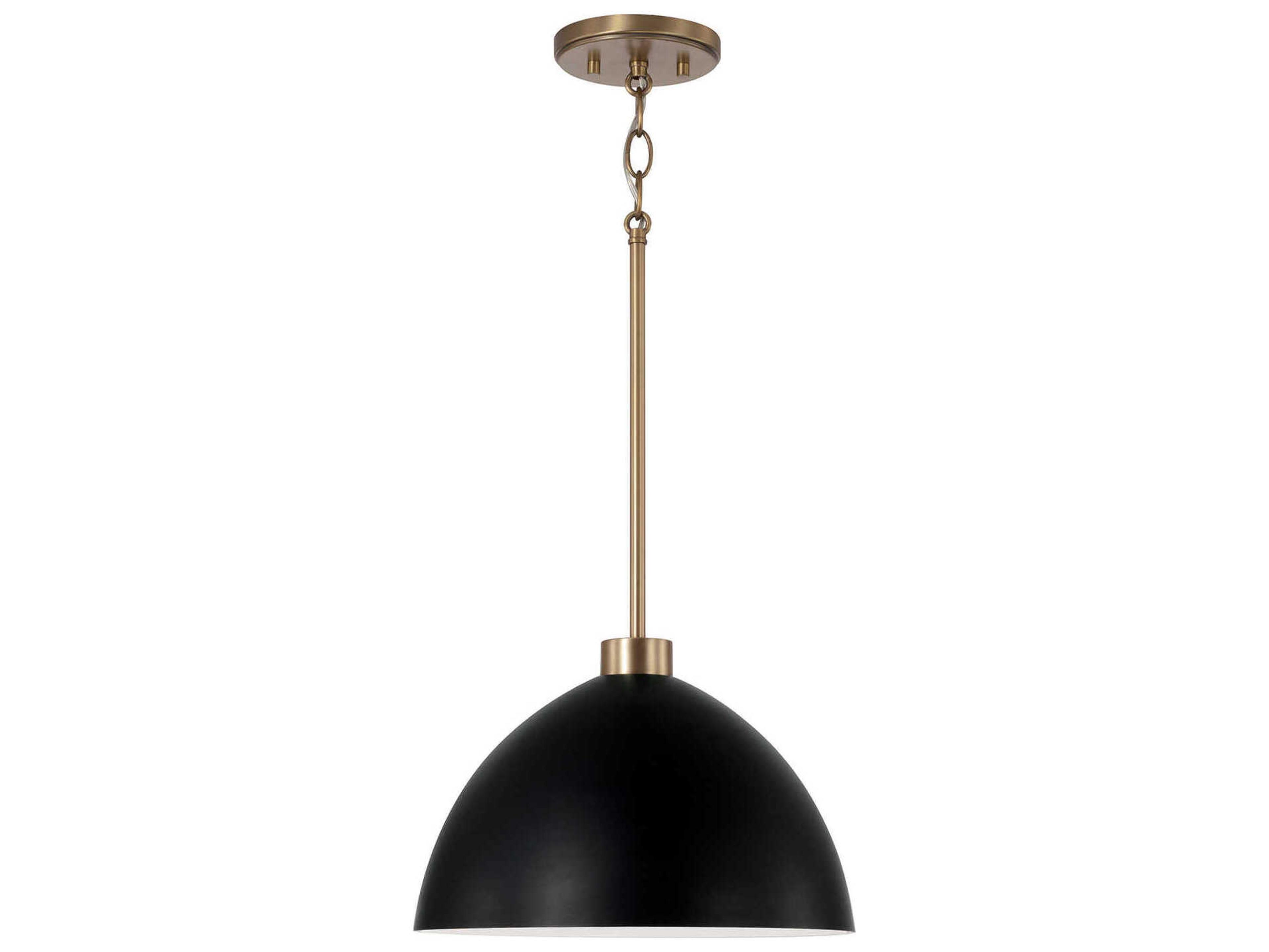 Capital Lighting Ross 1-Light Aged Brass And Black Dome Pendant