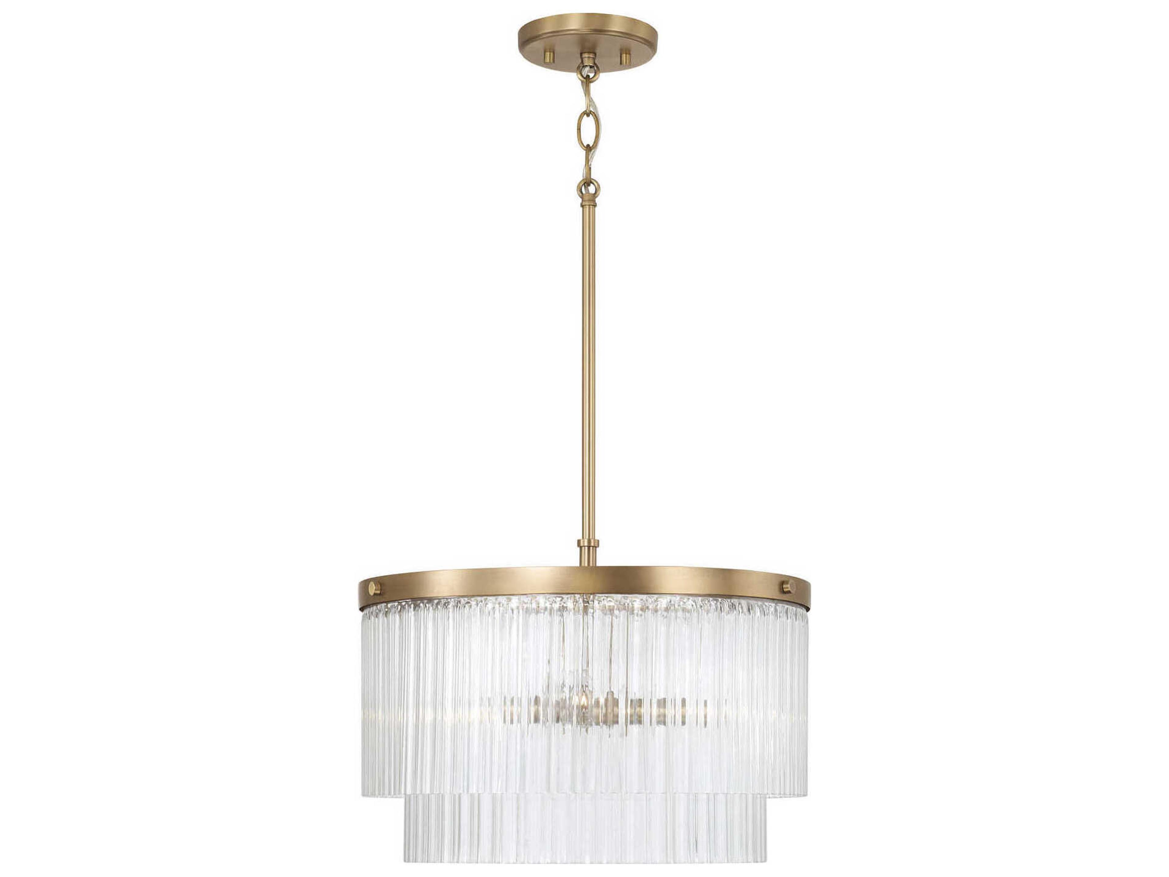 Capital Lighting Vaughn 3-Light Aged Brass Drum Tiered Pendant