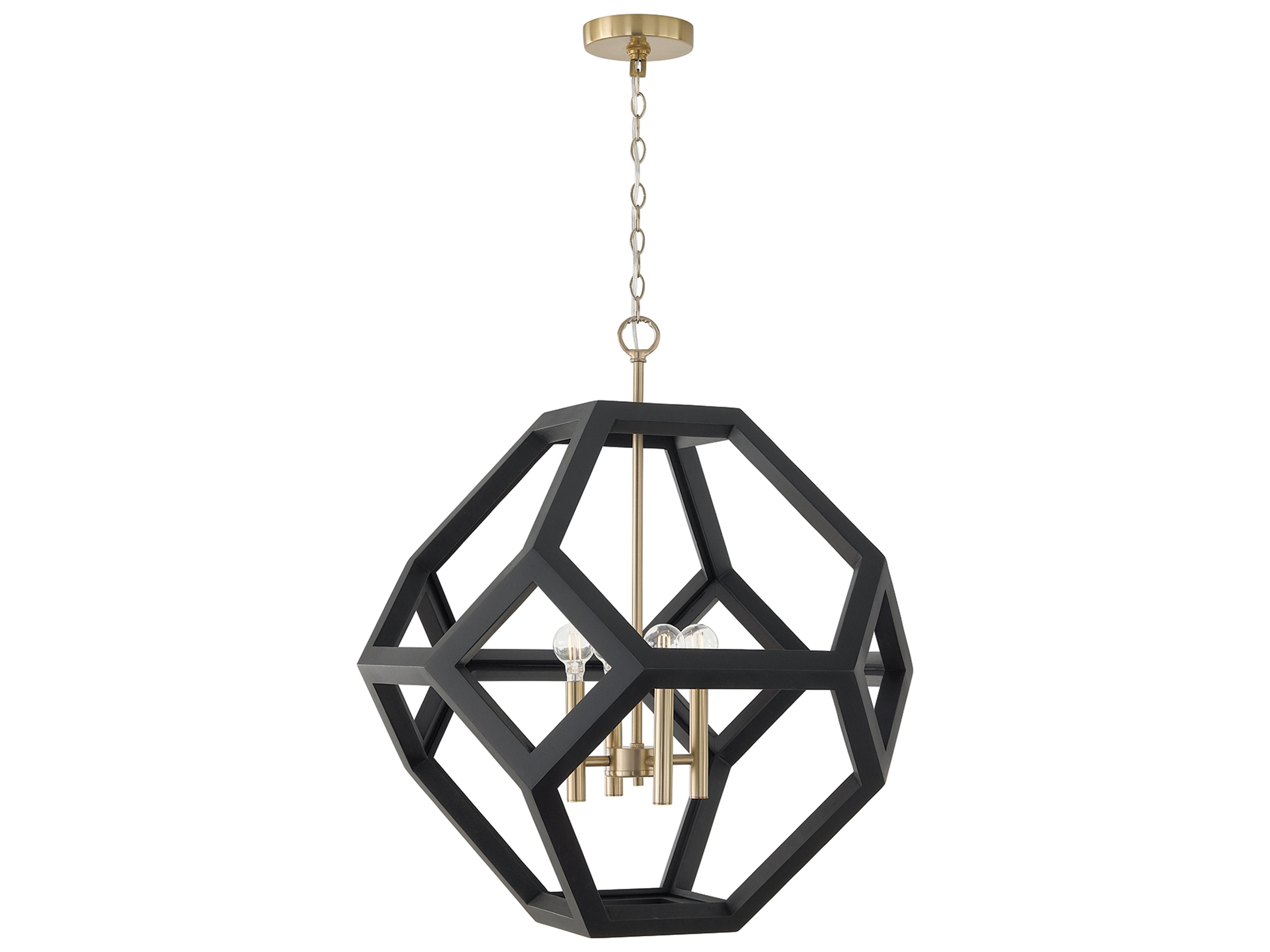 Capital Lighting Geo 4-light Flat Black And Matte Brass Geometric Pendant